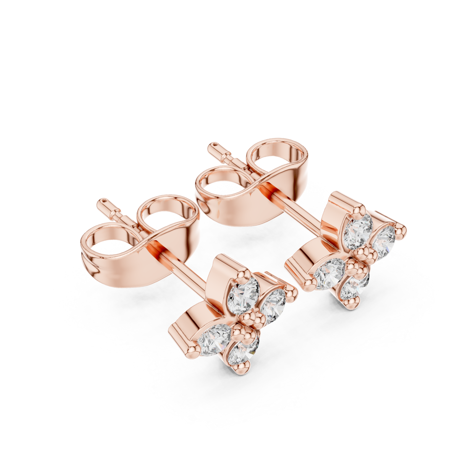  Rose Gold Radiant Glow Floral Cluster Earrings Right View