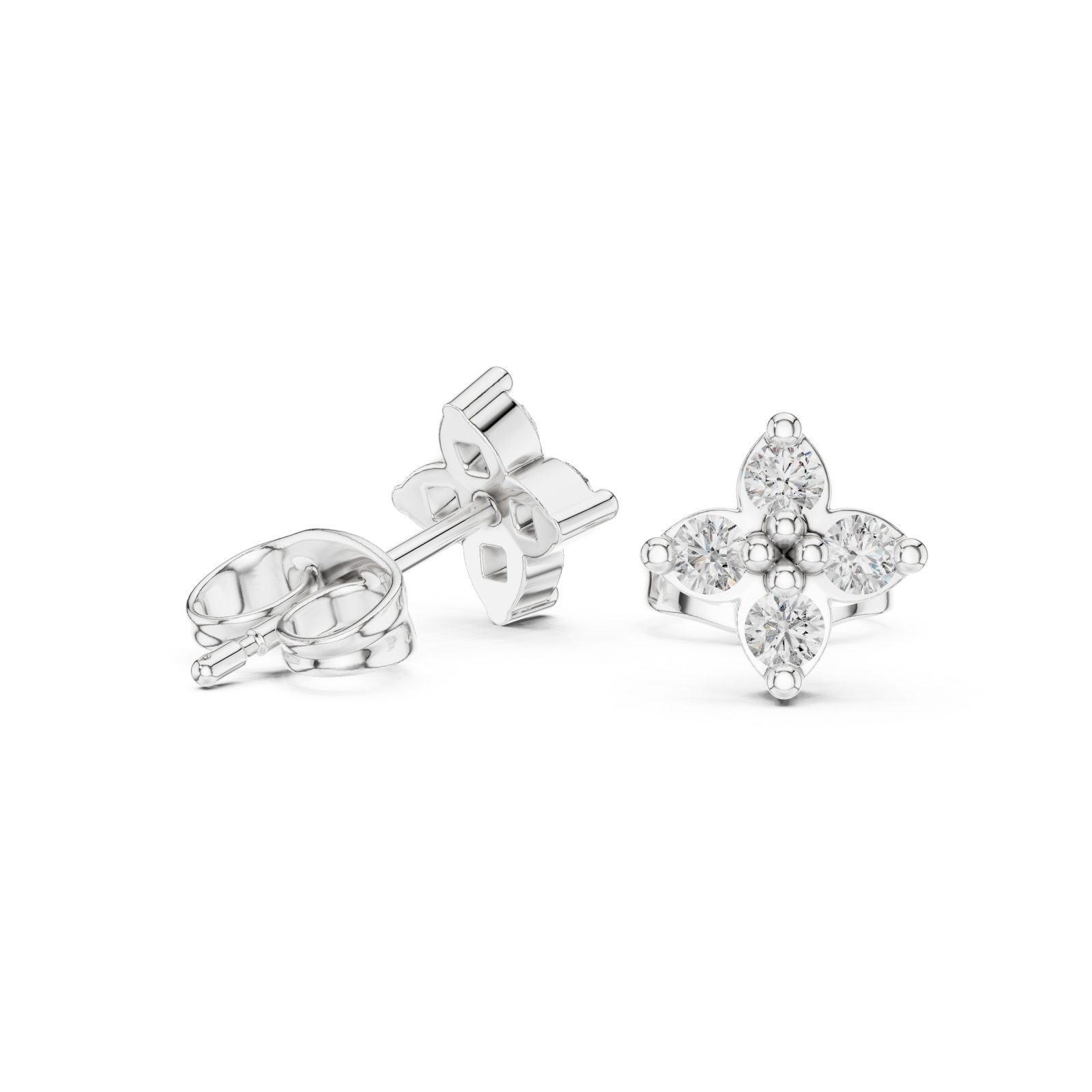  White Gold Radiant Glow Floral Cluster Earrings Left View