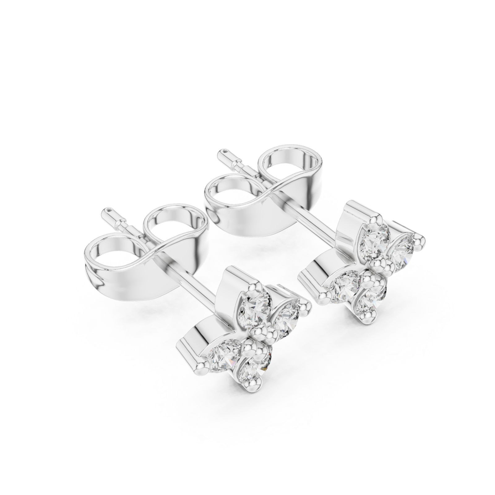  White Gold Radiant Glow Floral Cluster Earrings Right View