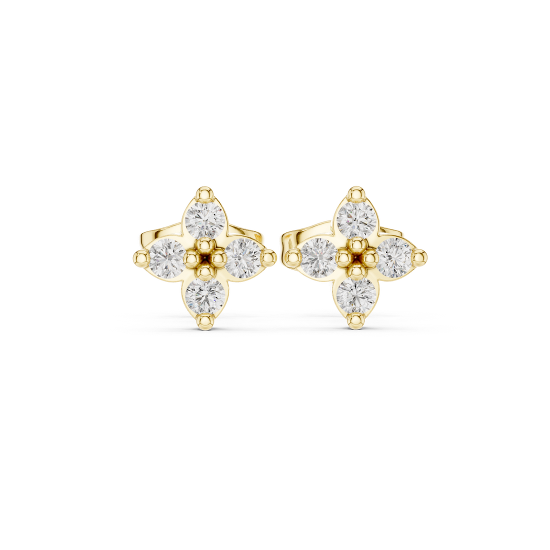Gold Radiant Glow Floral Cluster Earrings Right View