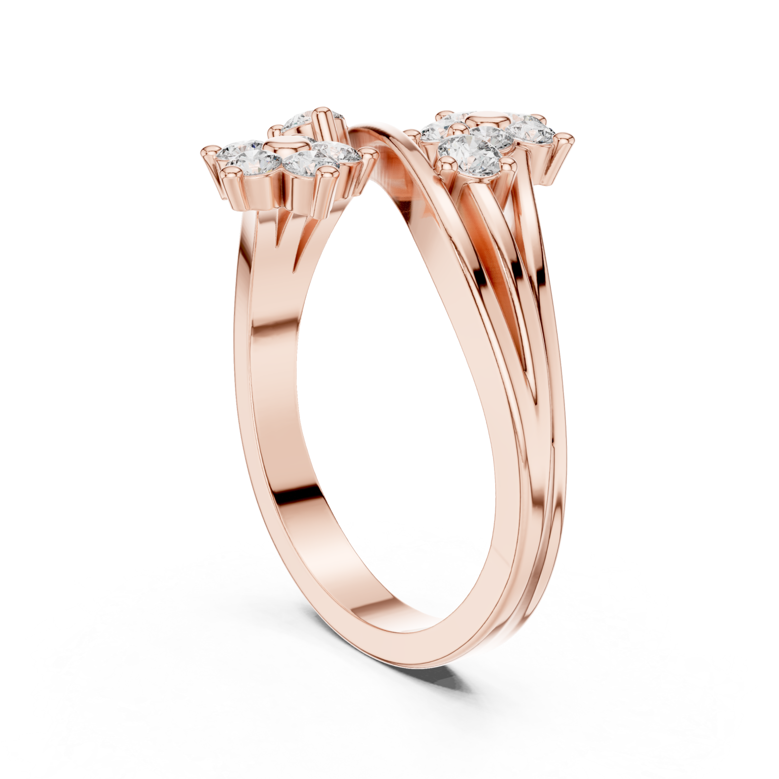  Rose Gold Floral Radiance Band Ring Left View