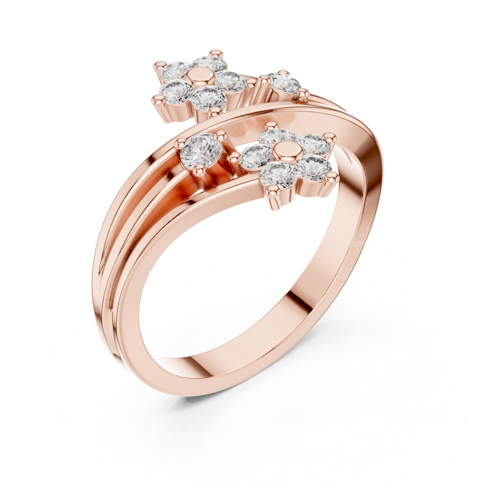  Rose Gold Floral Radiance Band Ring Right View
