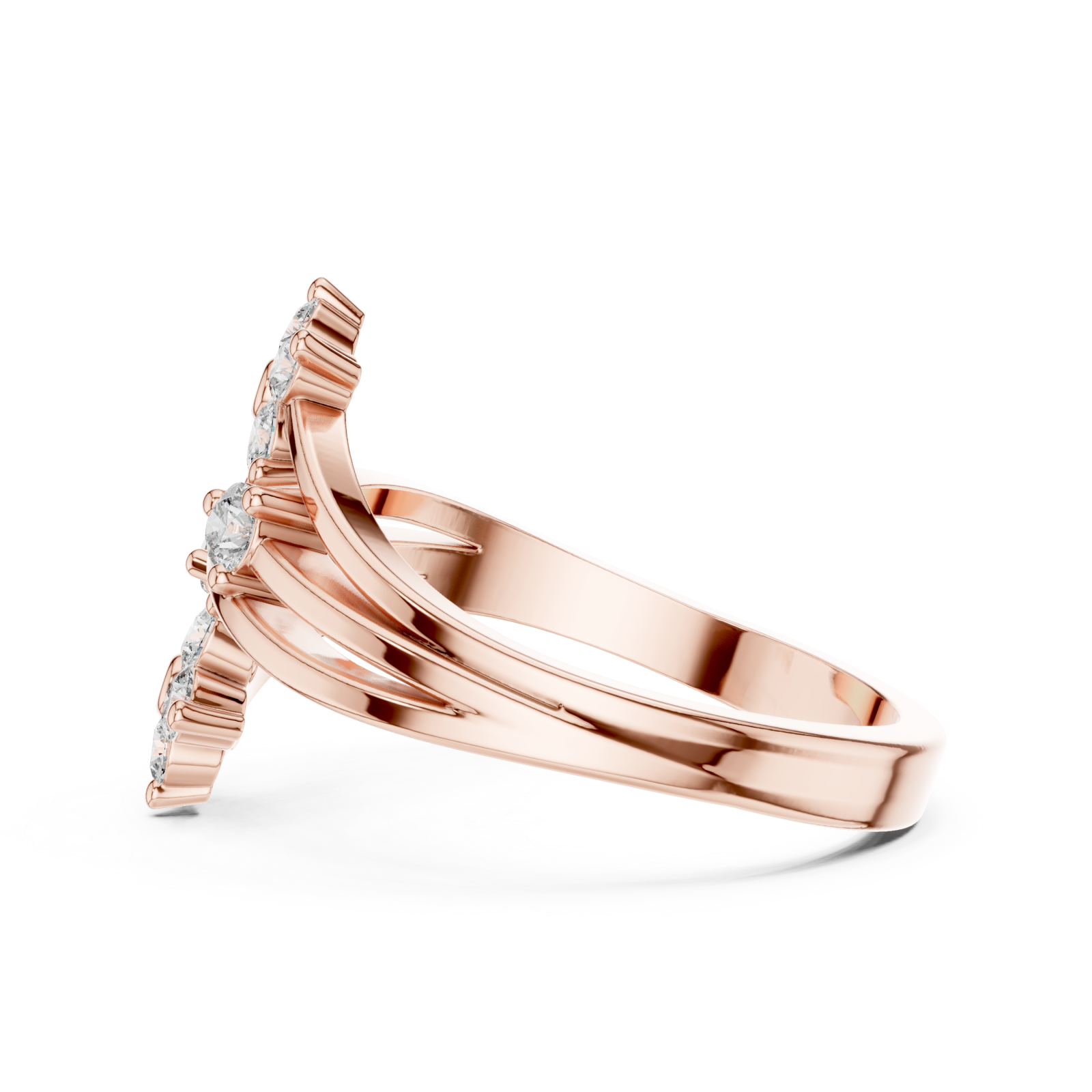  Rose Gold Floral Radiance Band Ring Side View