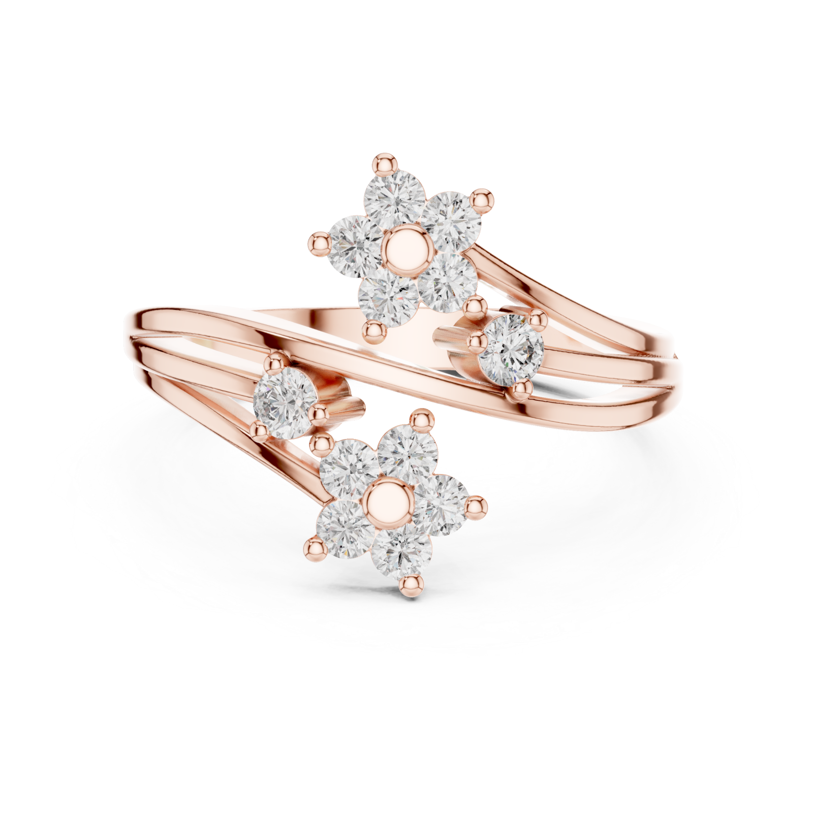  Rose Gold Floral Radiance Band Ring Front View