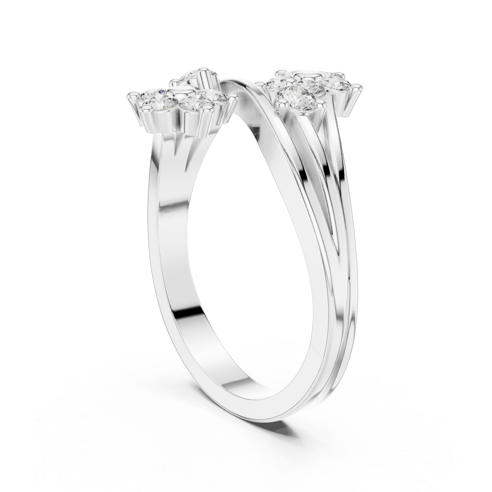  White Gold Floral Radiance Band Ring Left View