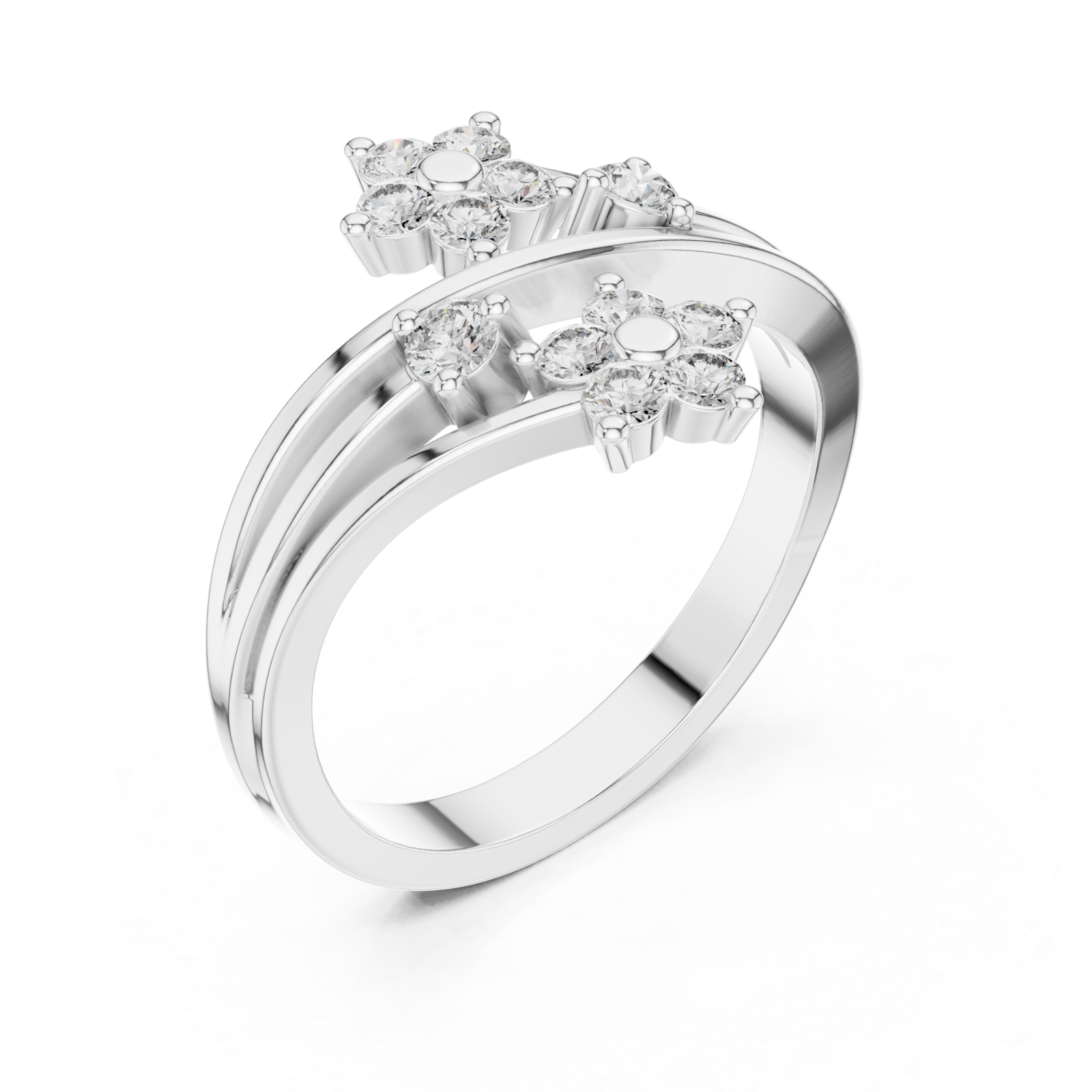  White Gold Floral Radiance Band Ring Right View