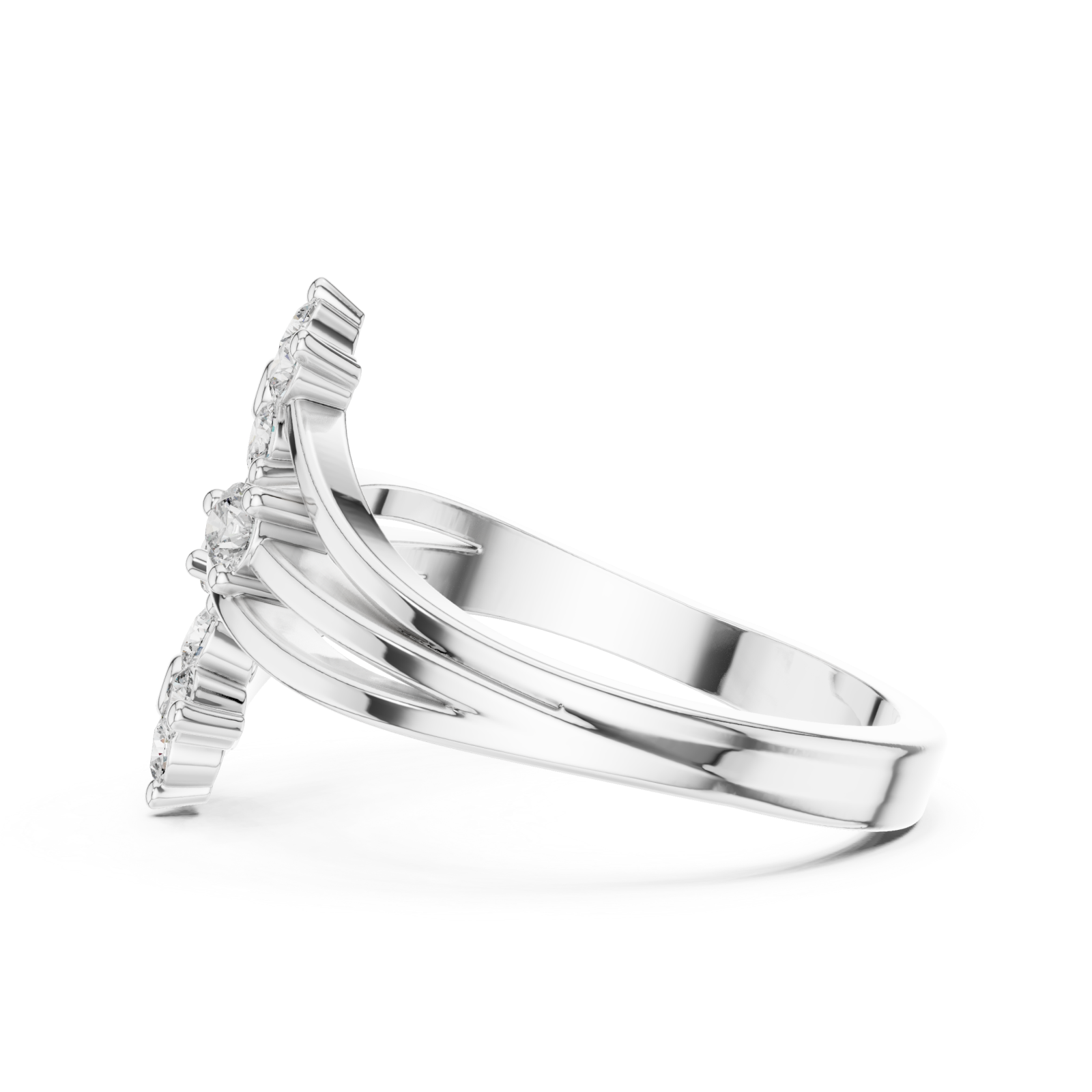  White Gold Floral Radiance Band Ring Side View
