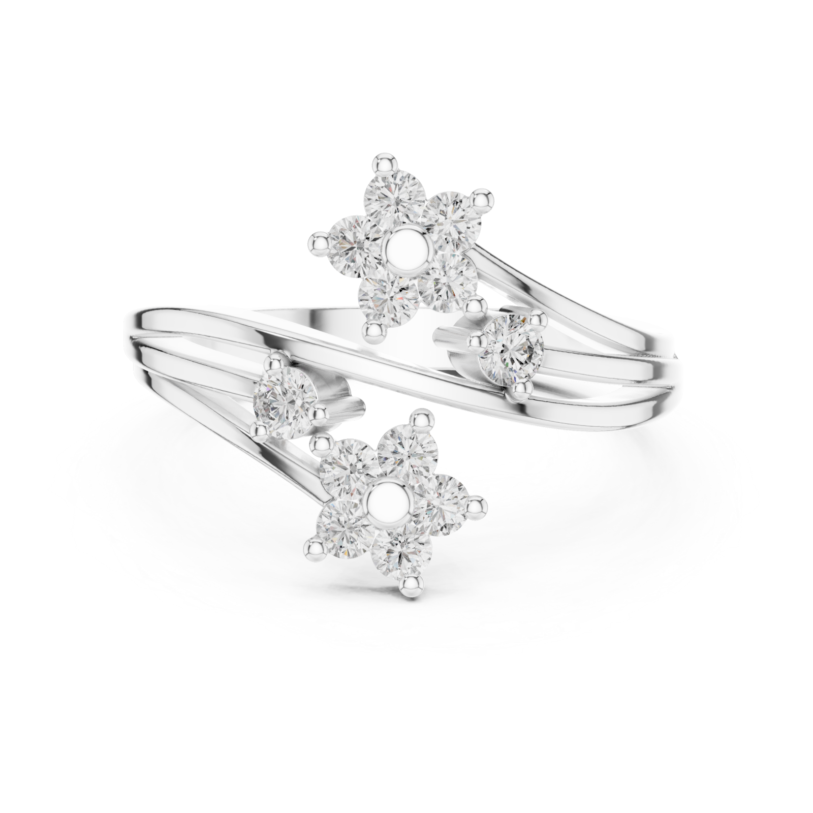  White Gold Floral Radiance Band Ring Front View