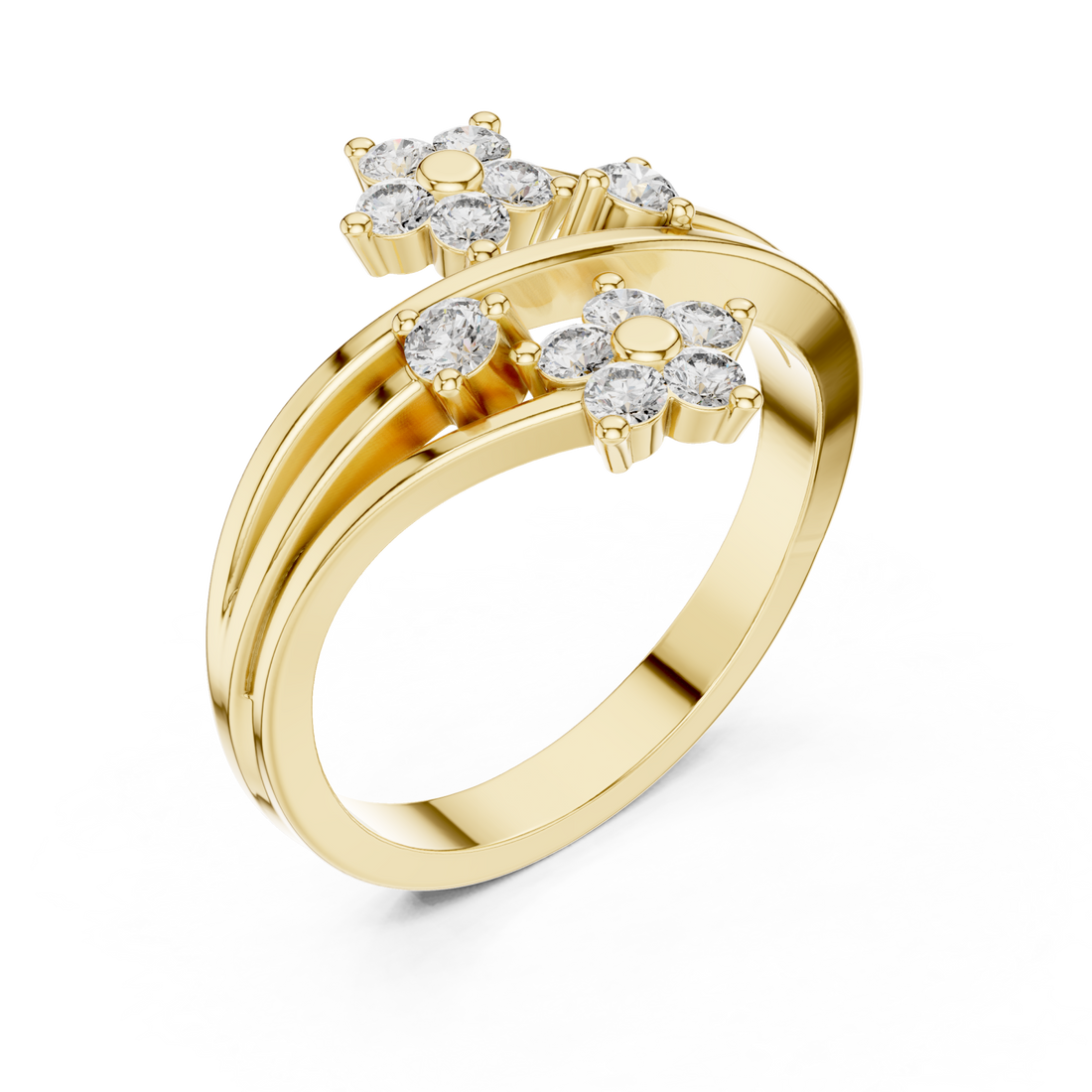 Gold Floral Radiance Band Ring Right View