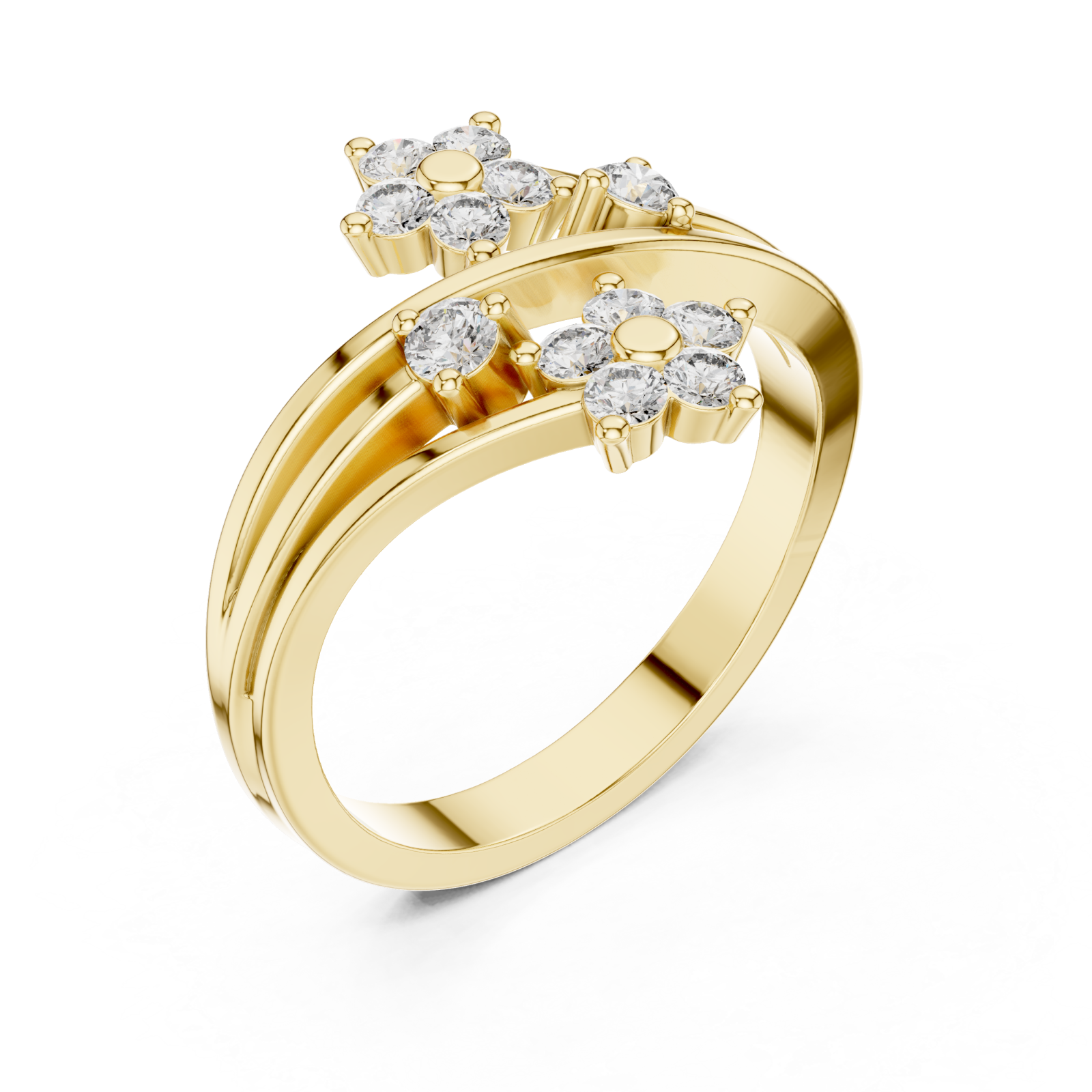 Gold Floral Radiance Band Ring Right View