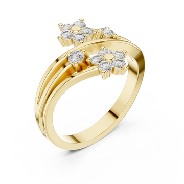 Gold Floral Radiance Band Ring Right View