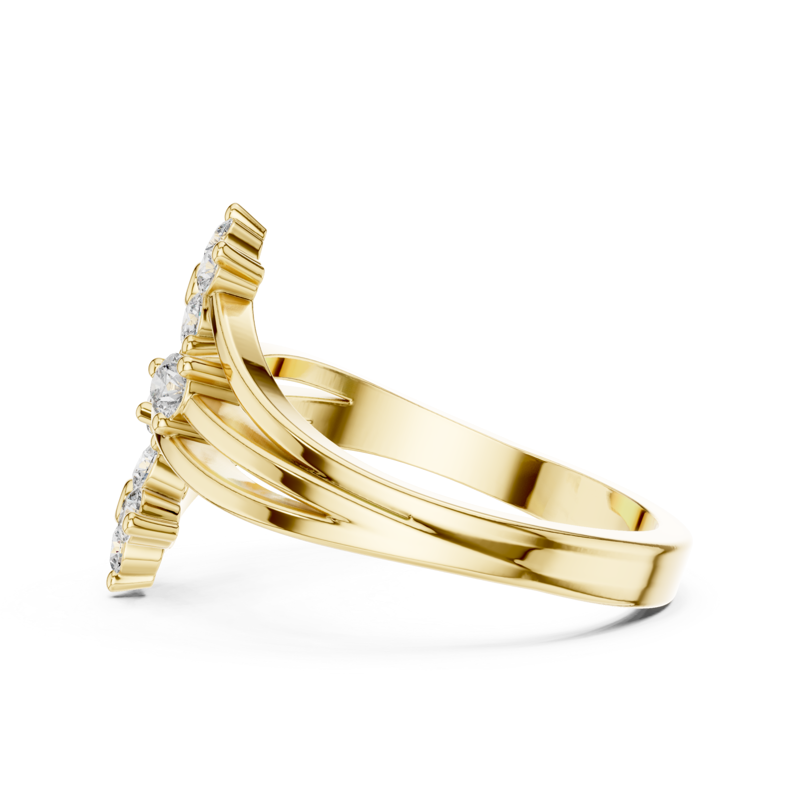  Gold Floral Radiance Band Ring Side View