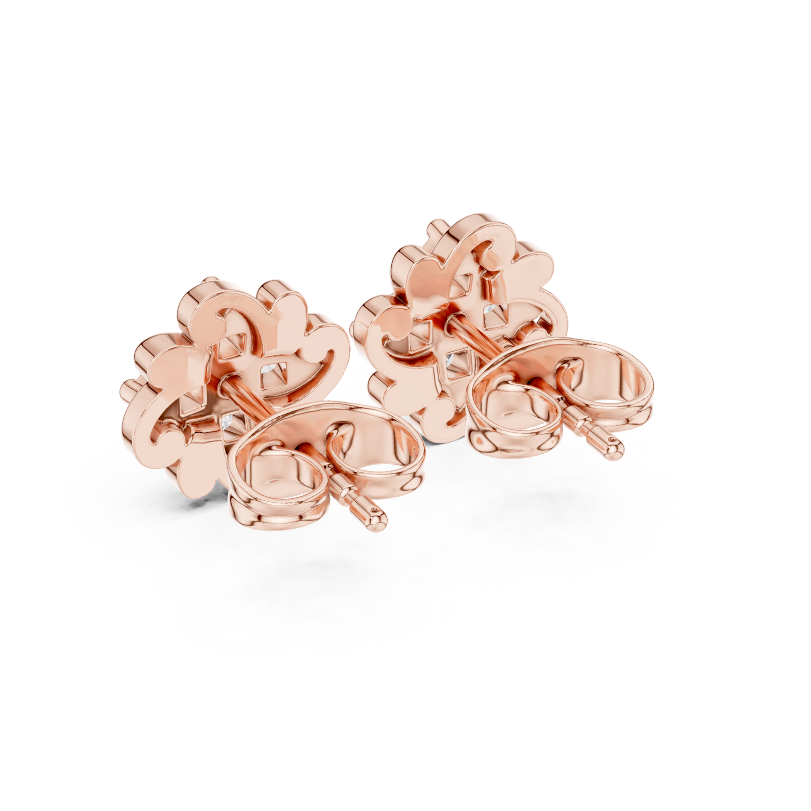  Rose Gold Secret Garden Essence Stud Earrings Side View