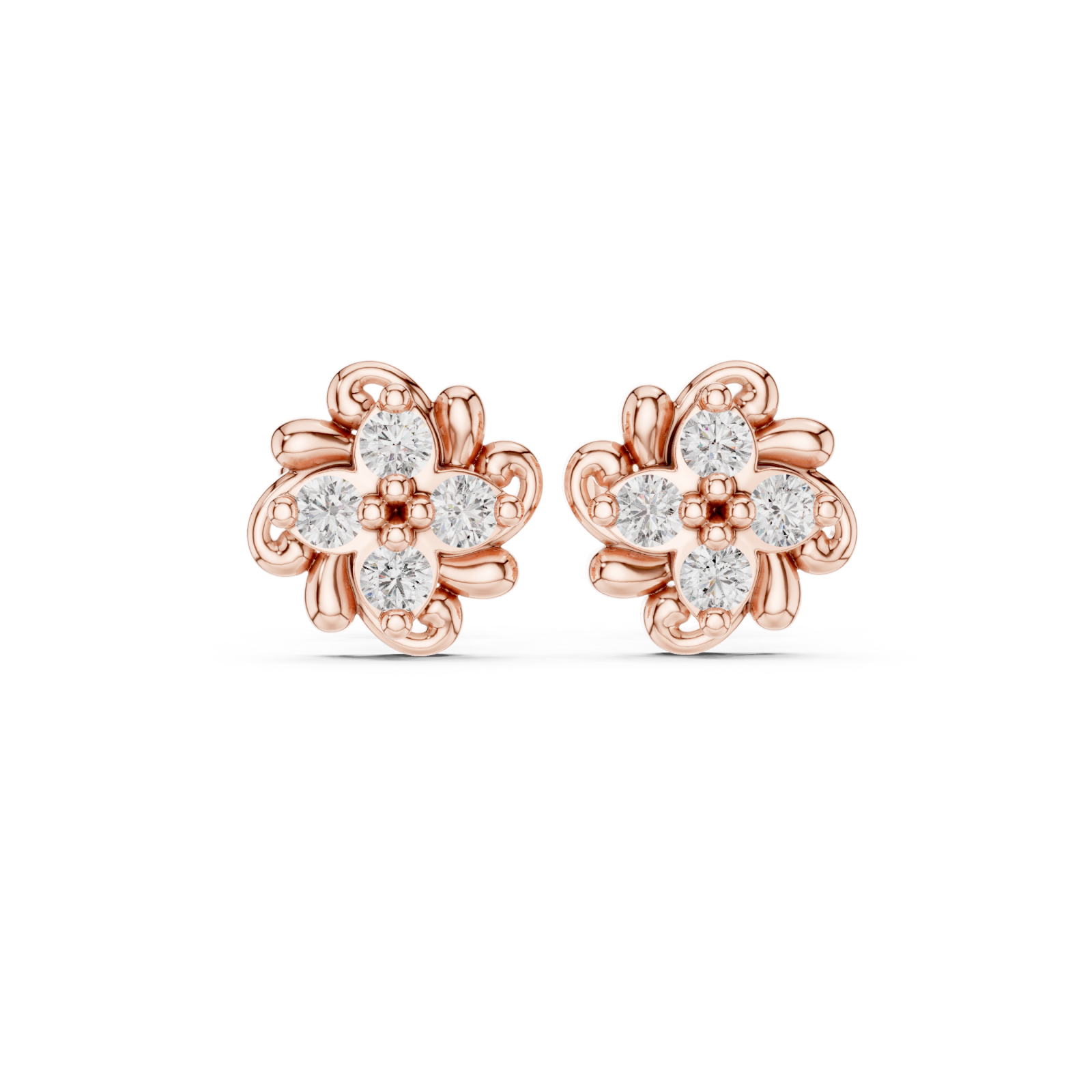  Rose Gold Secret Garden Essence Stud Earrings Front View