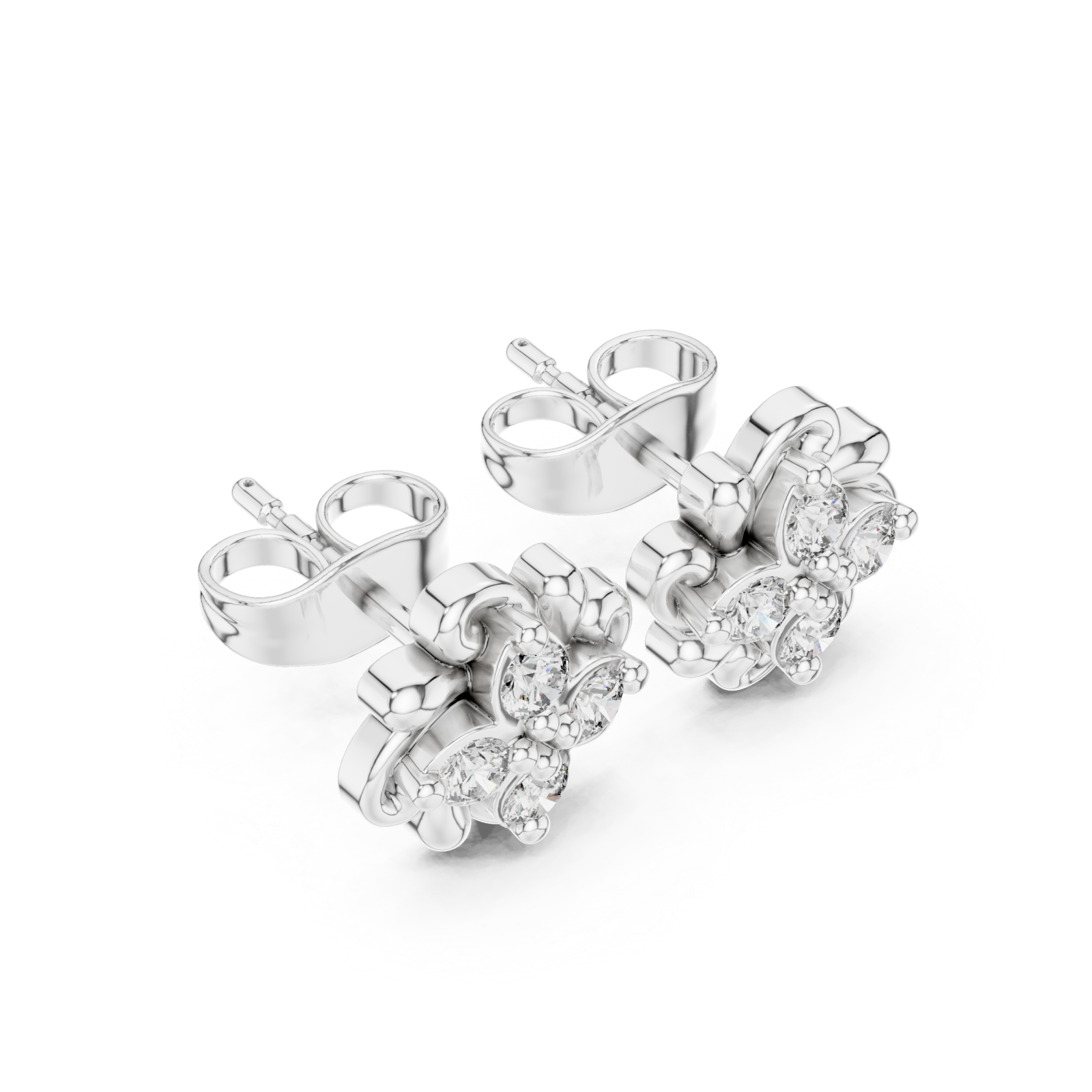  White Gold Secret Garden Essence Stud Earrings Right View