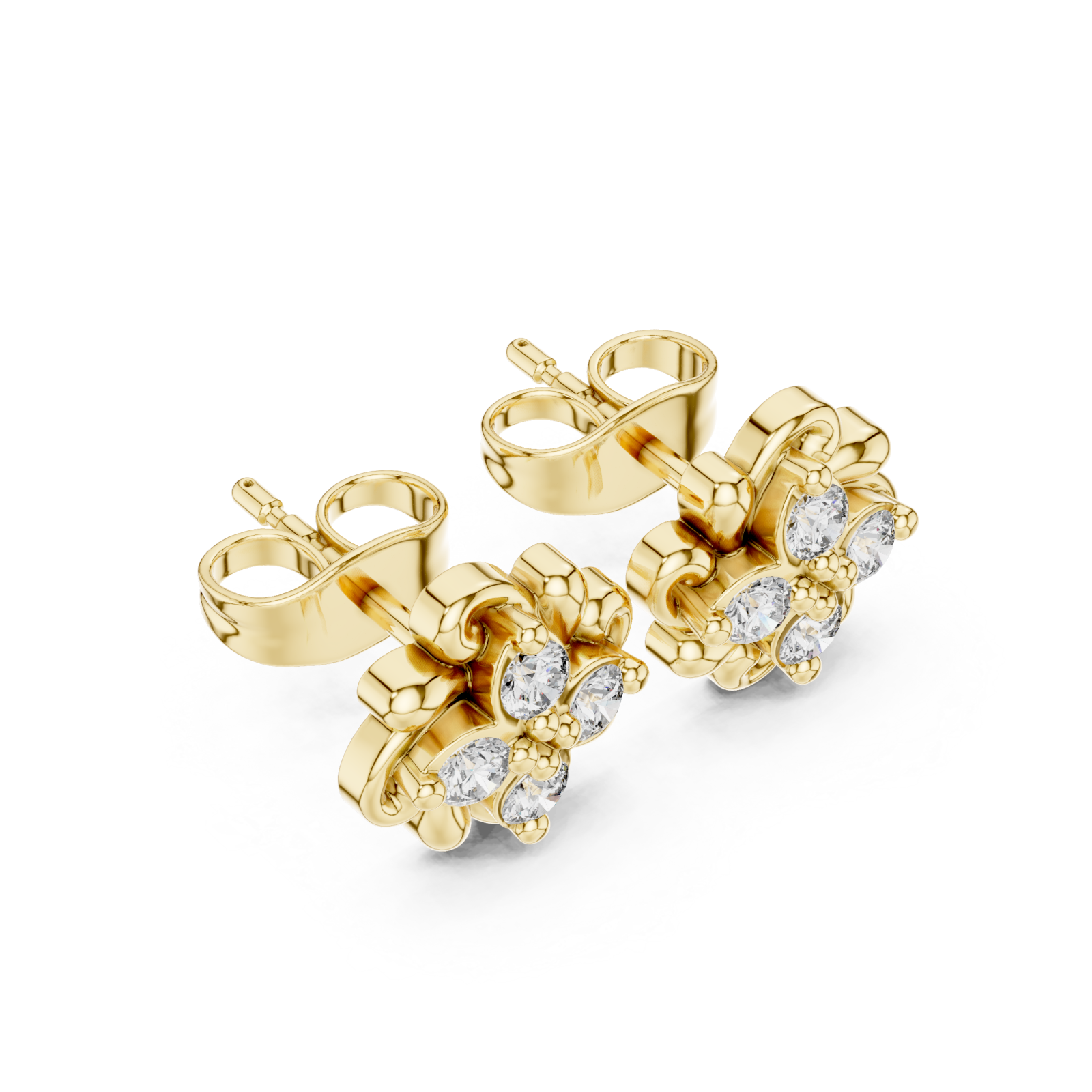 Gold Secret Garden Essence Stud Earrings Right View