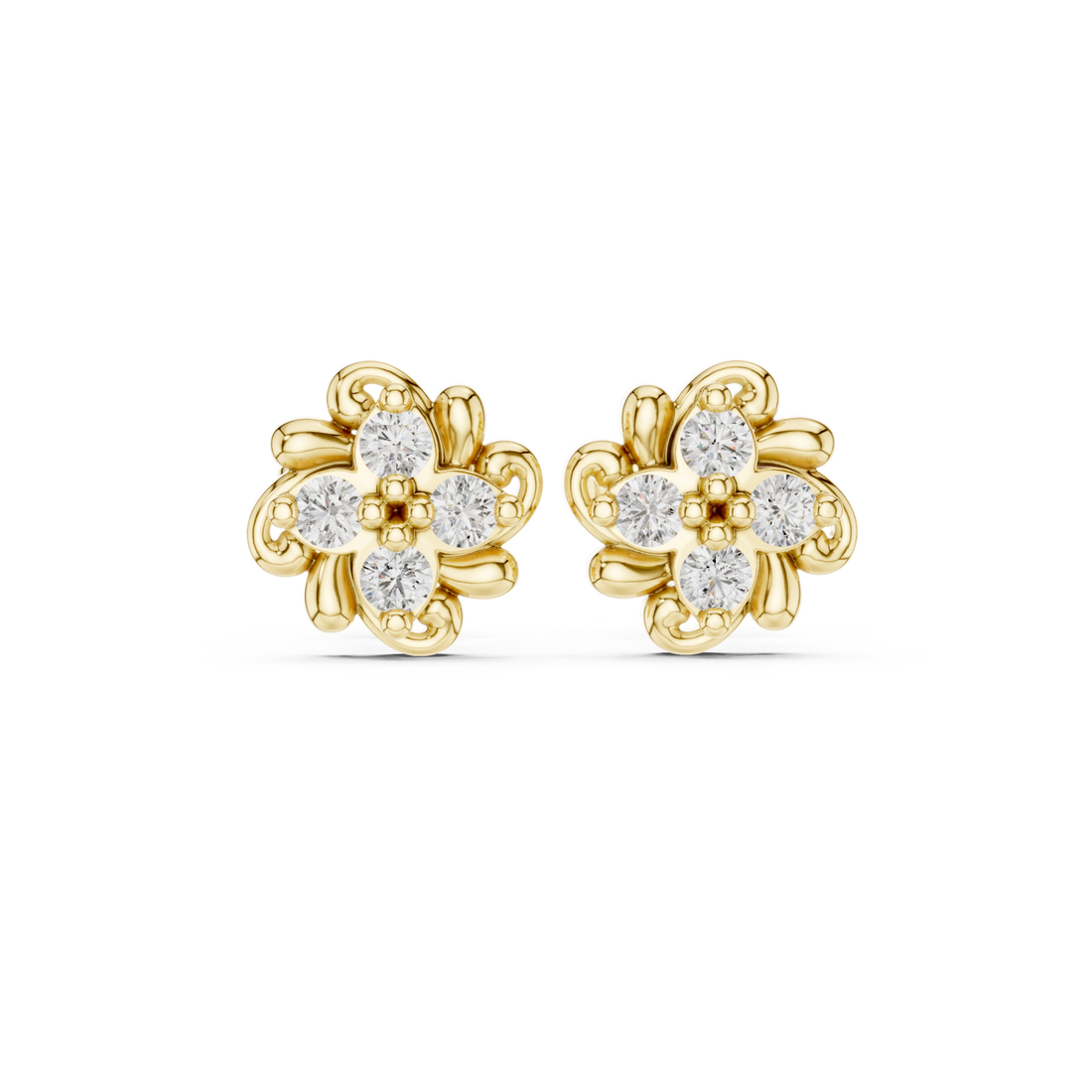 Gold Secret Garden Essence Stud Earrings Right View