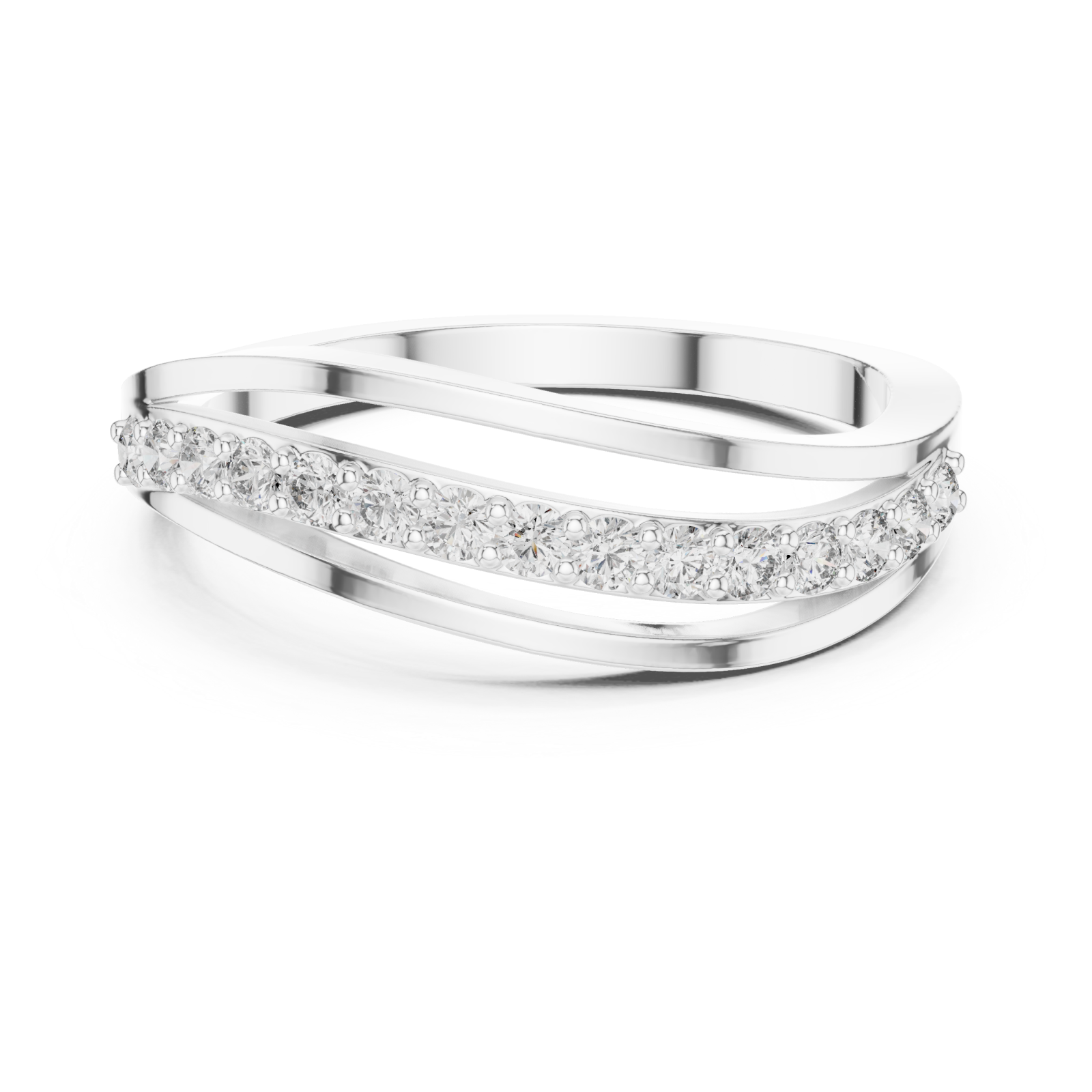  White Gold Luminous Unity Loop Ring Front View