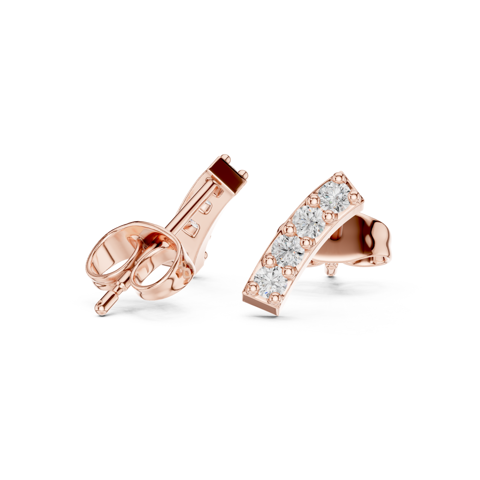  Rose Gold Elegant Bar Silhouette Studs Left View