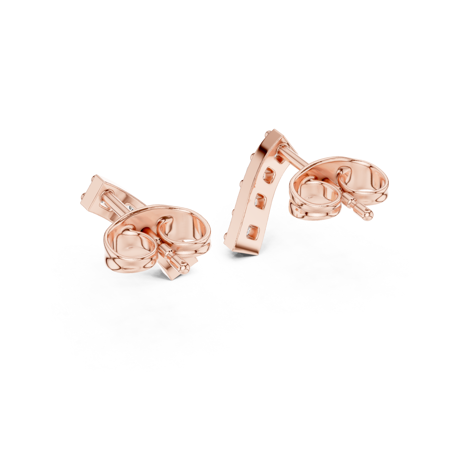 Rose Gold Elegant Bar Silhouette Studs Side View