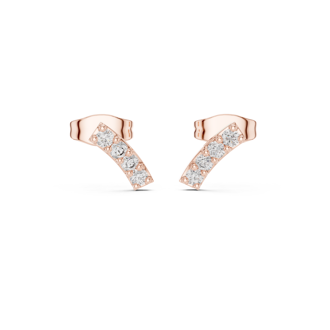  Rose Gold Elegant Bar Silhouette Studs Right View