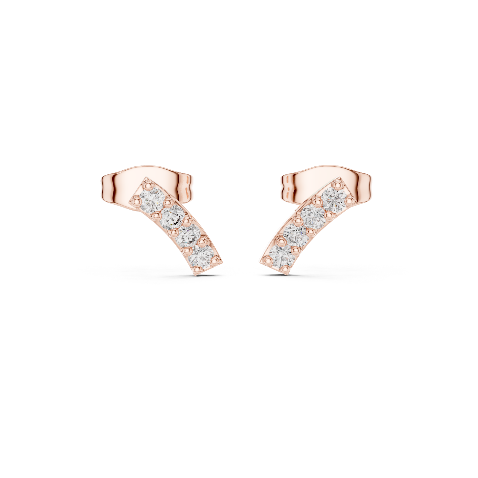  Rose Gold Elegant Bar Silhouette Studs Front View