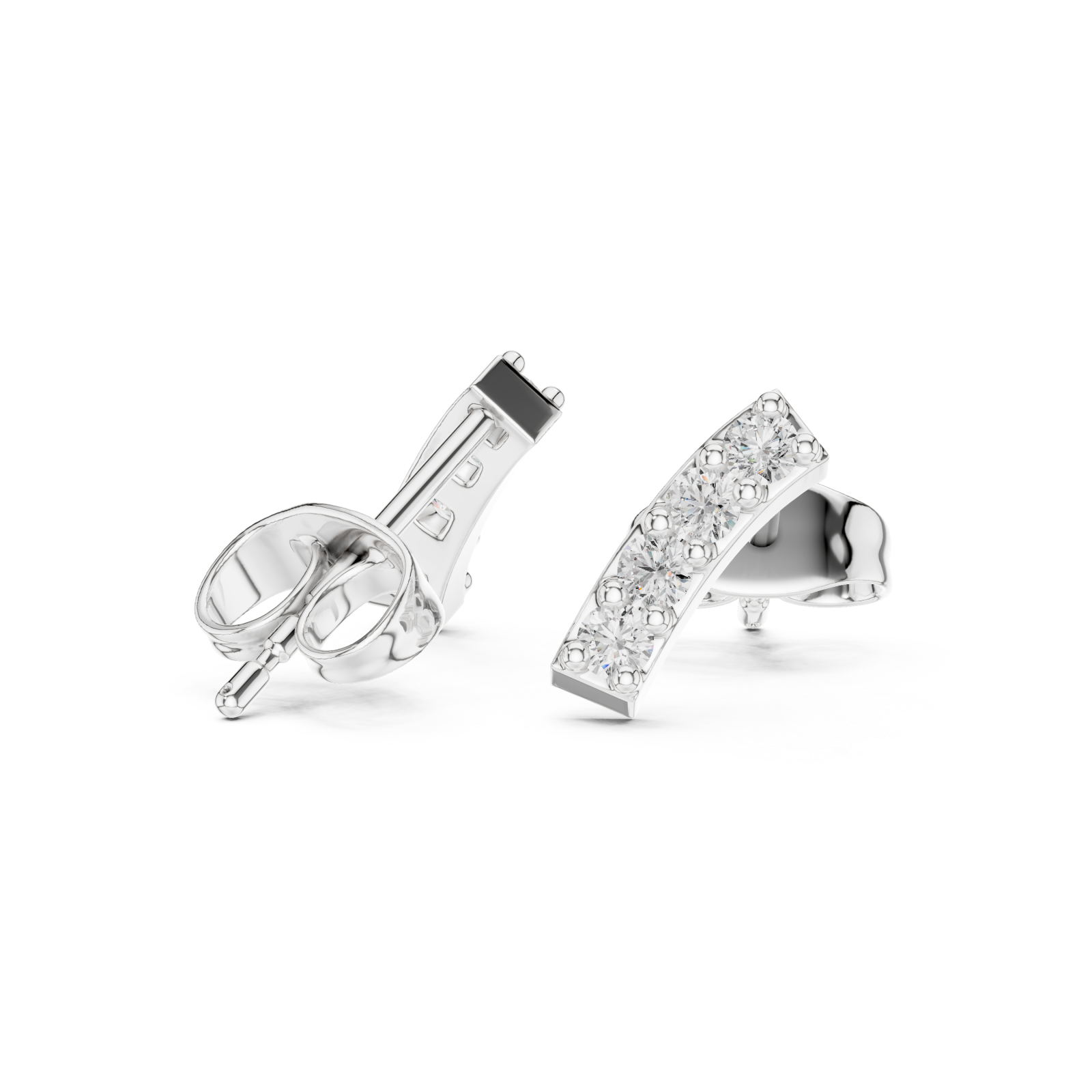  White Gold Elegant Bar Silhouette Studs Left View