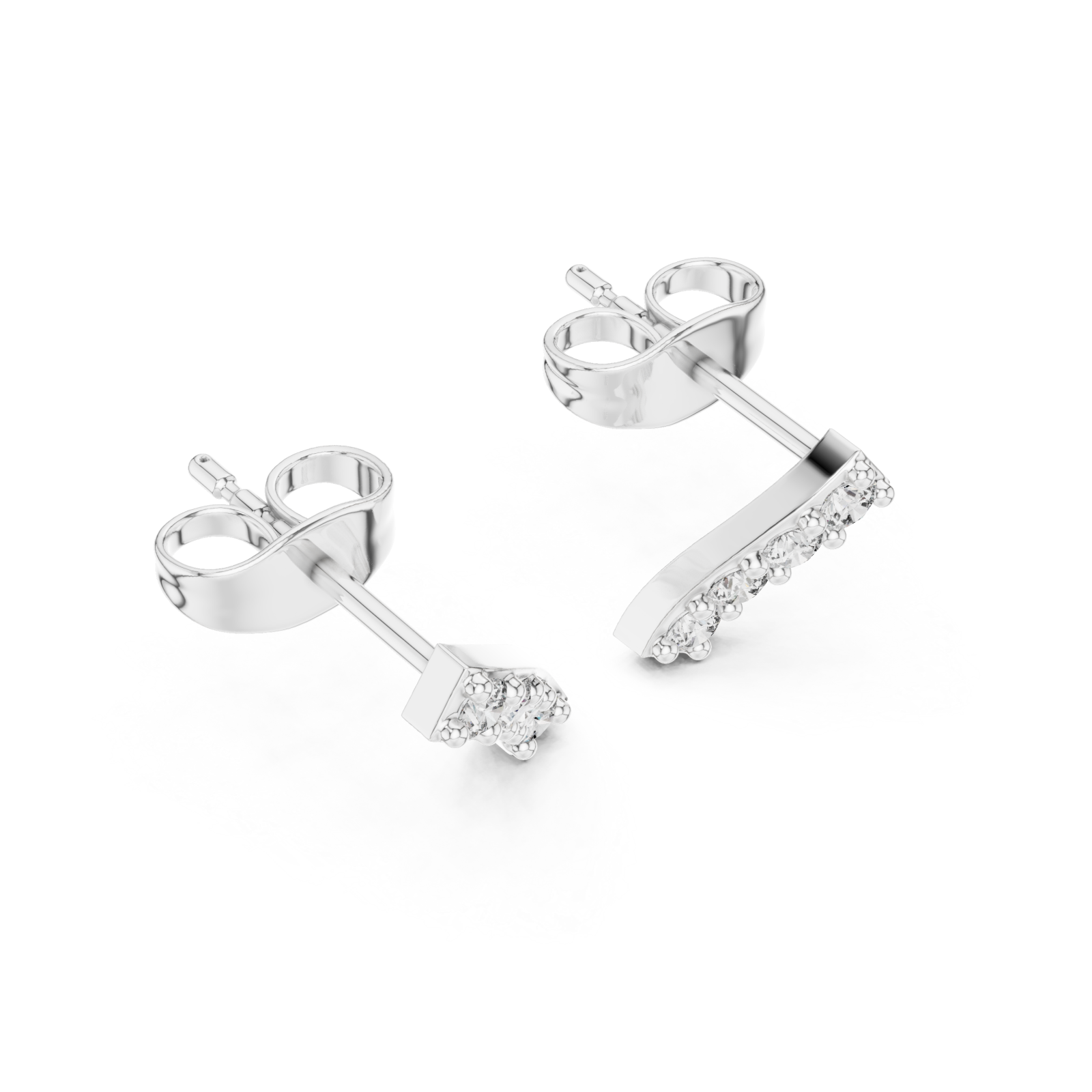  White Gold Elegant Bar Silhouette Studs Right View