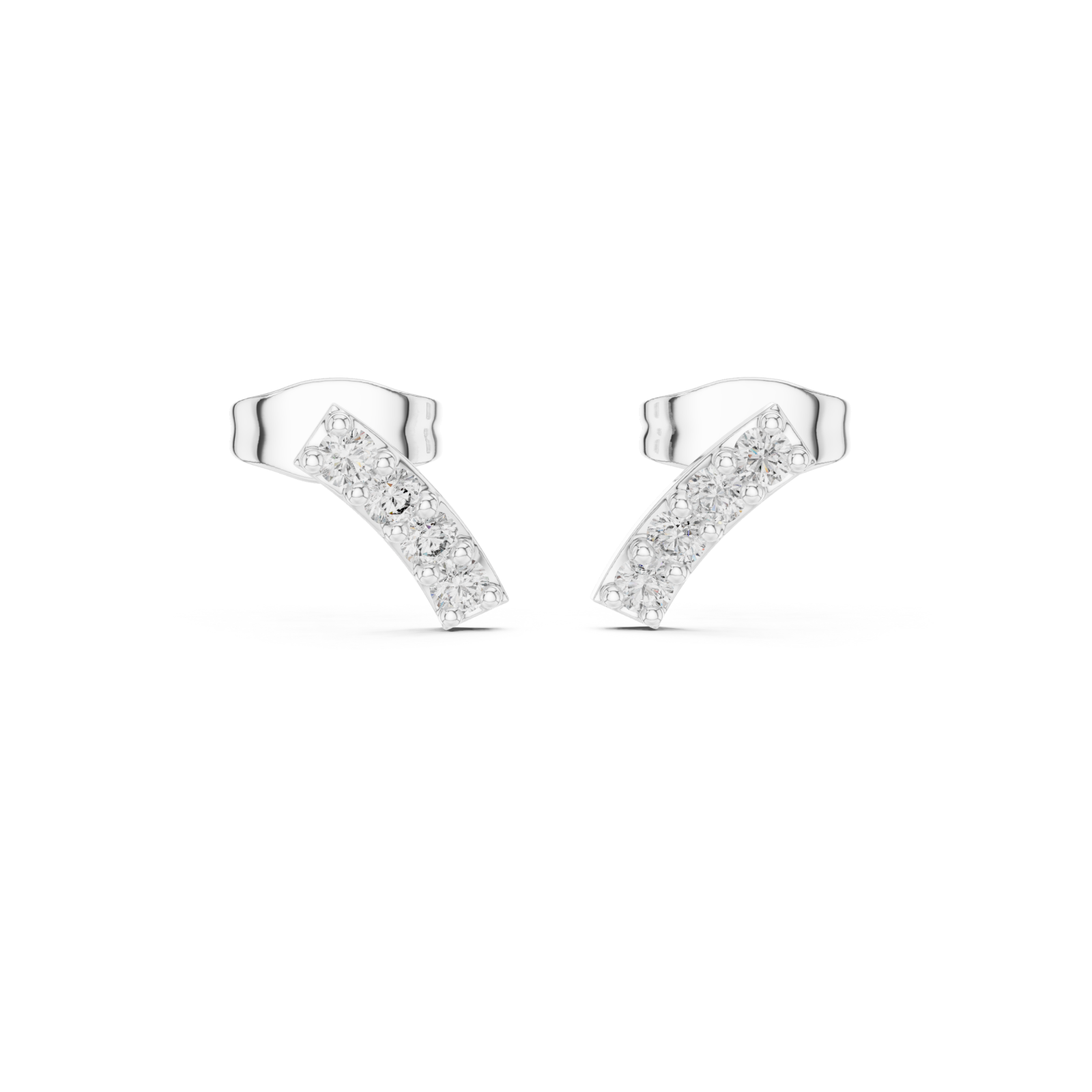  White Gold Elegant Bar Silhouette Studs Front View