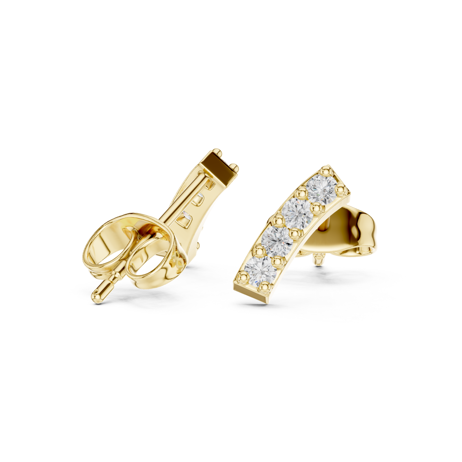  Gold Elegant Bar Silhouette Studs Left View