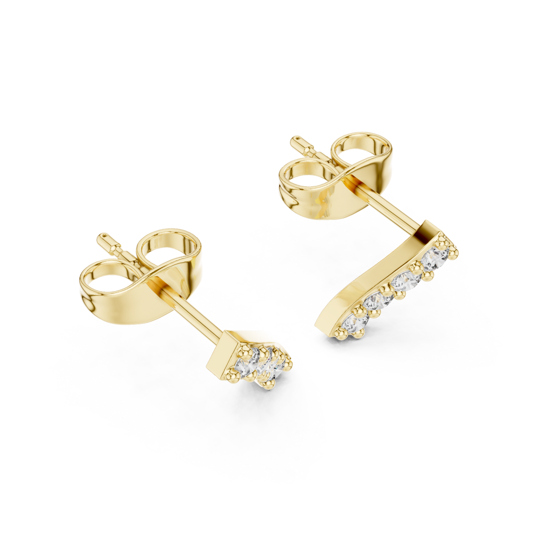 Gold Elegant Bar Silhouette Studs Right View