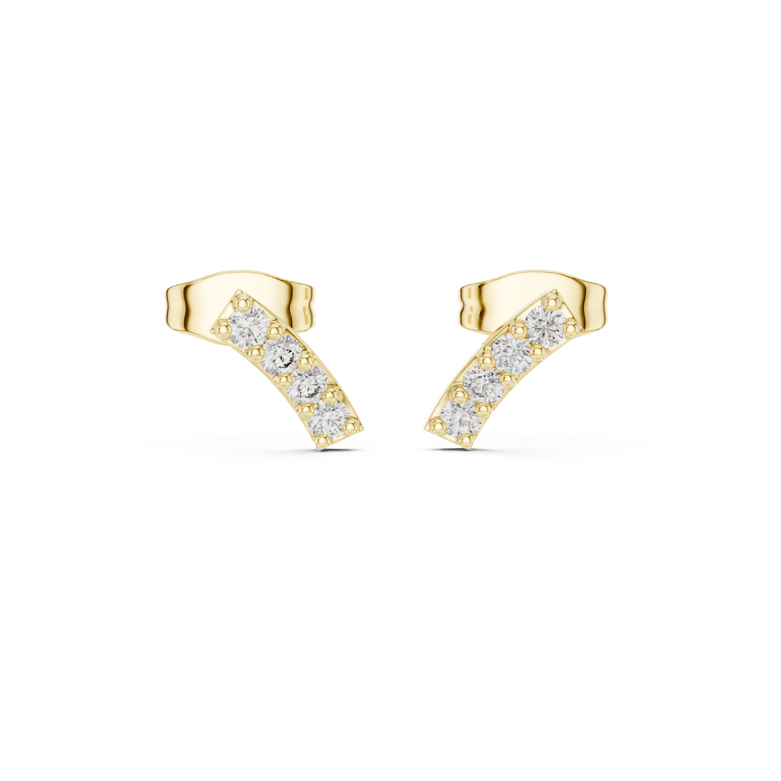  Gold Elegant Bar Silhouette Studs Front View