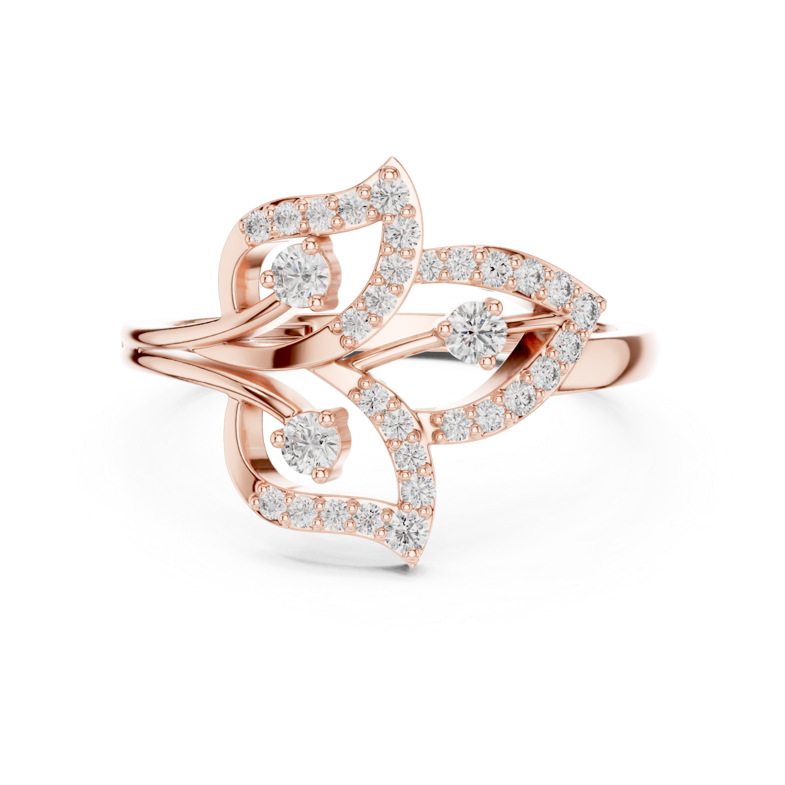  Rose Gold Whispering Willow Filigree Ring Front View