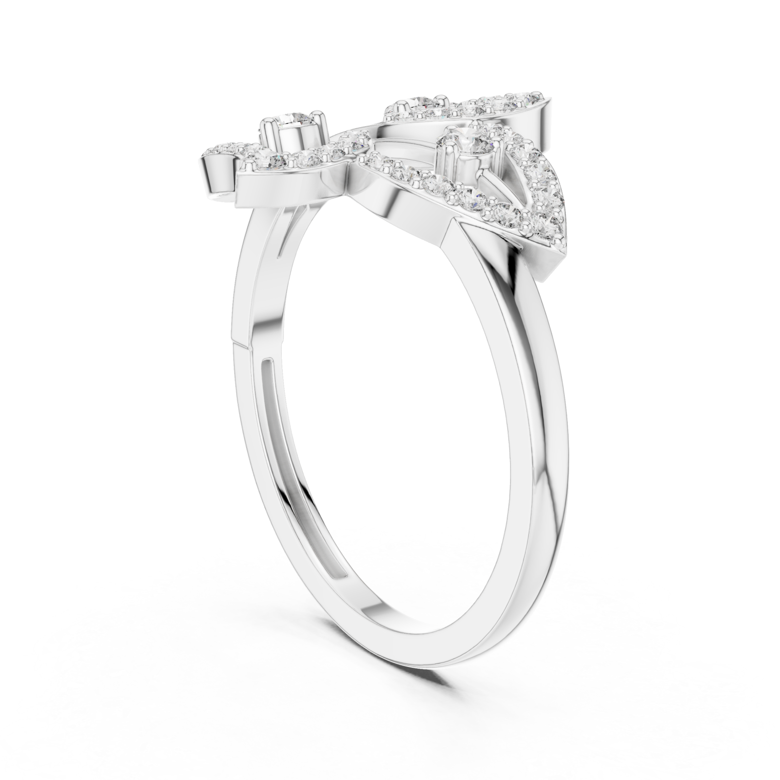  White Gold Whispering Willow Filigree Ring Left View