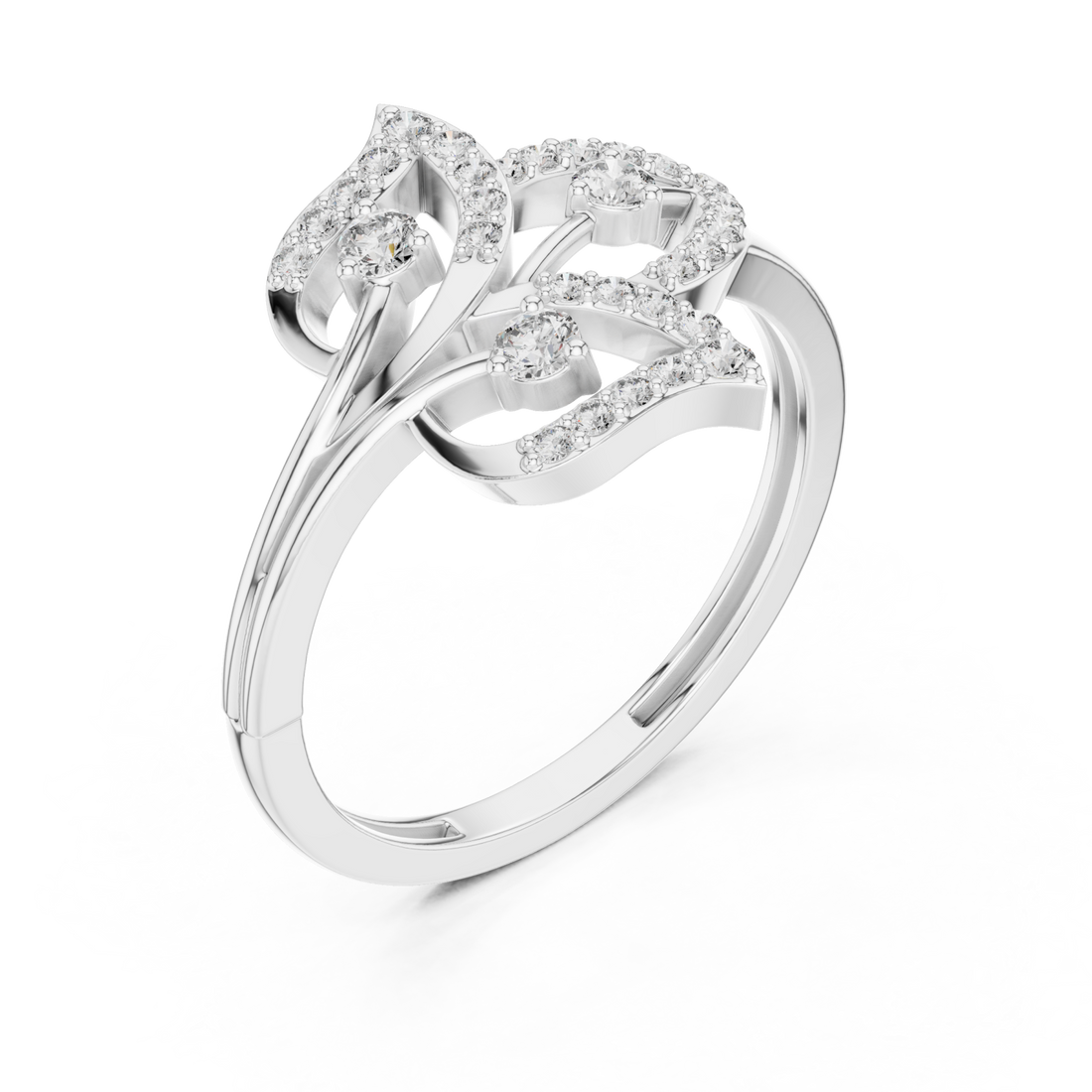  White Gold Whispering Willow Filigree Ring Right View