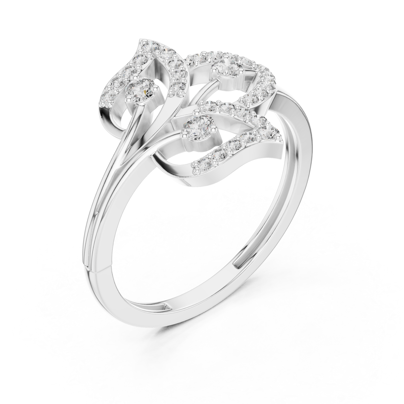  White Gold Whispering Willow Filigree Ring Right View