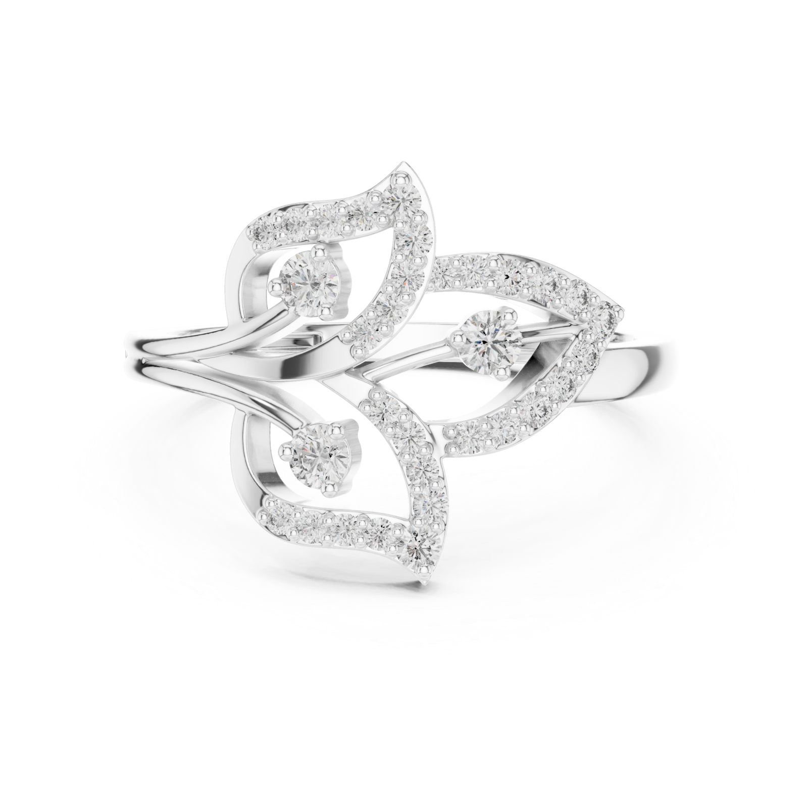  White Gold Whispering Willow Filigree Ring Front View
