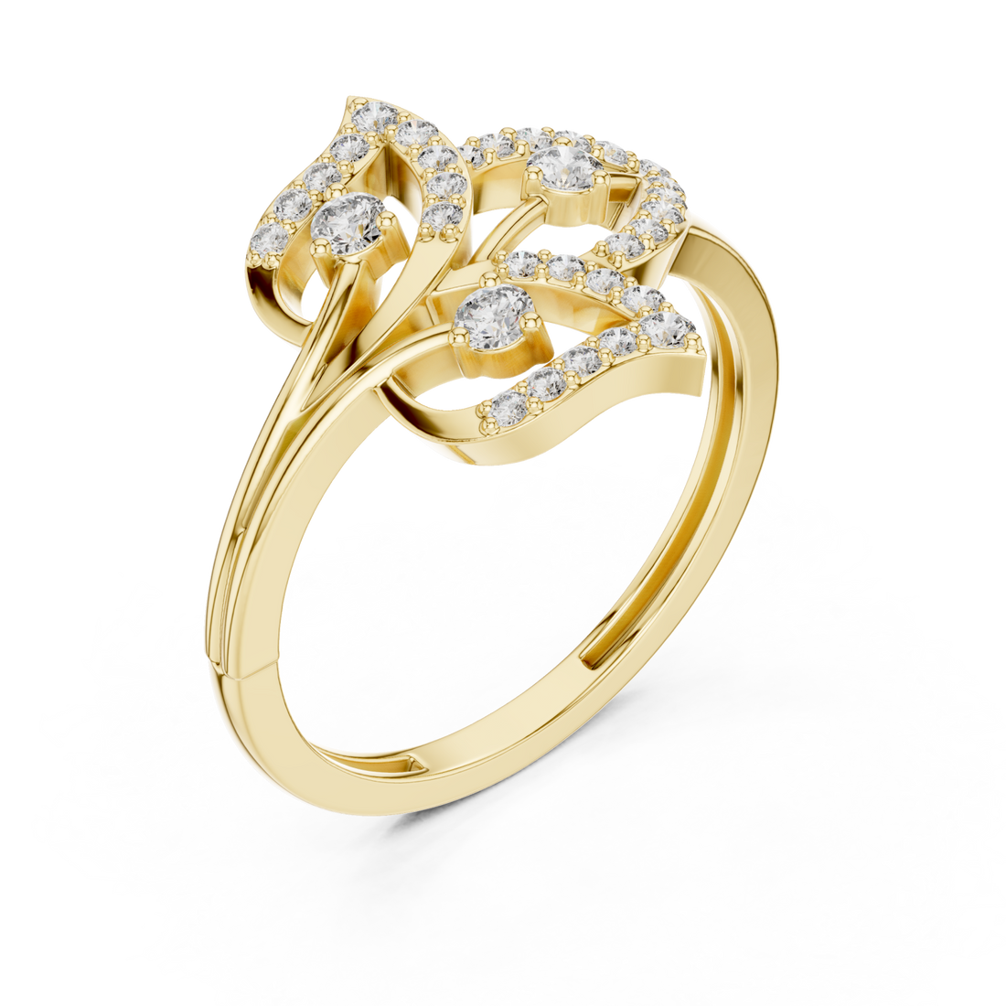 Gold Whispering Willow Filigree Ring Right View