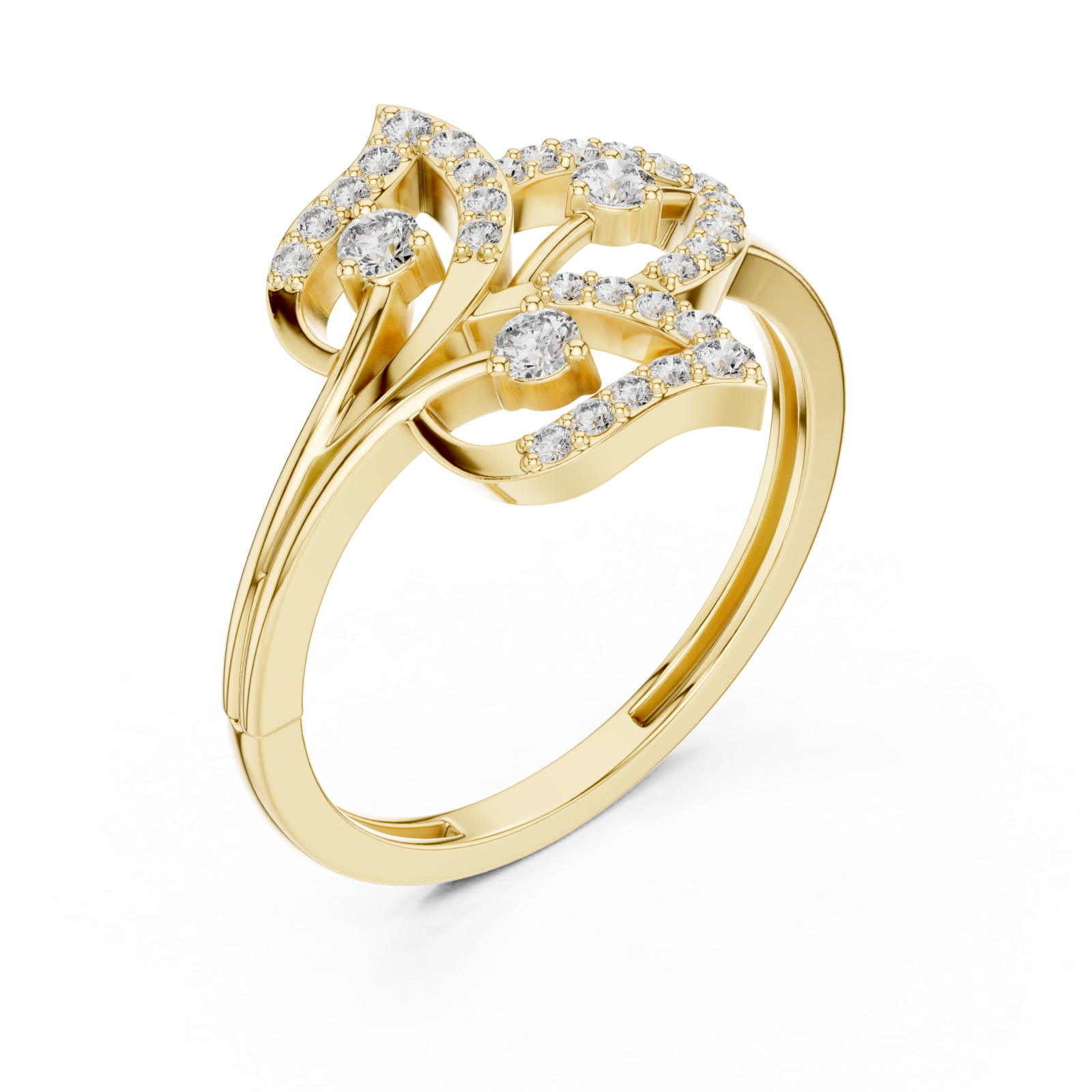 Gold Whispering Willow Filigree Ring Right View