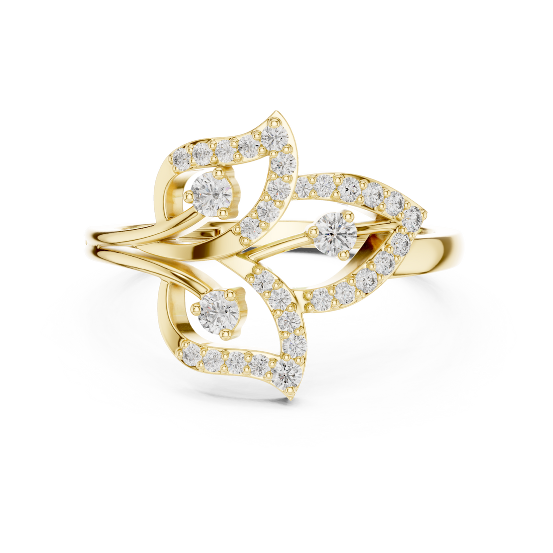 Gold Whispering Willow Filigree Ring Right View