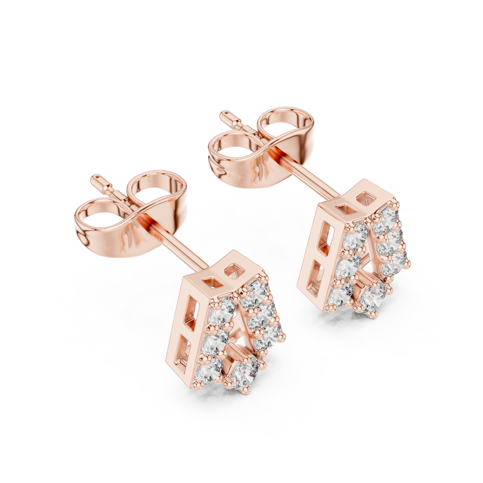  Rose Gold Luminous Bold Signature Letter Studs Right View