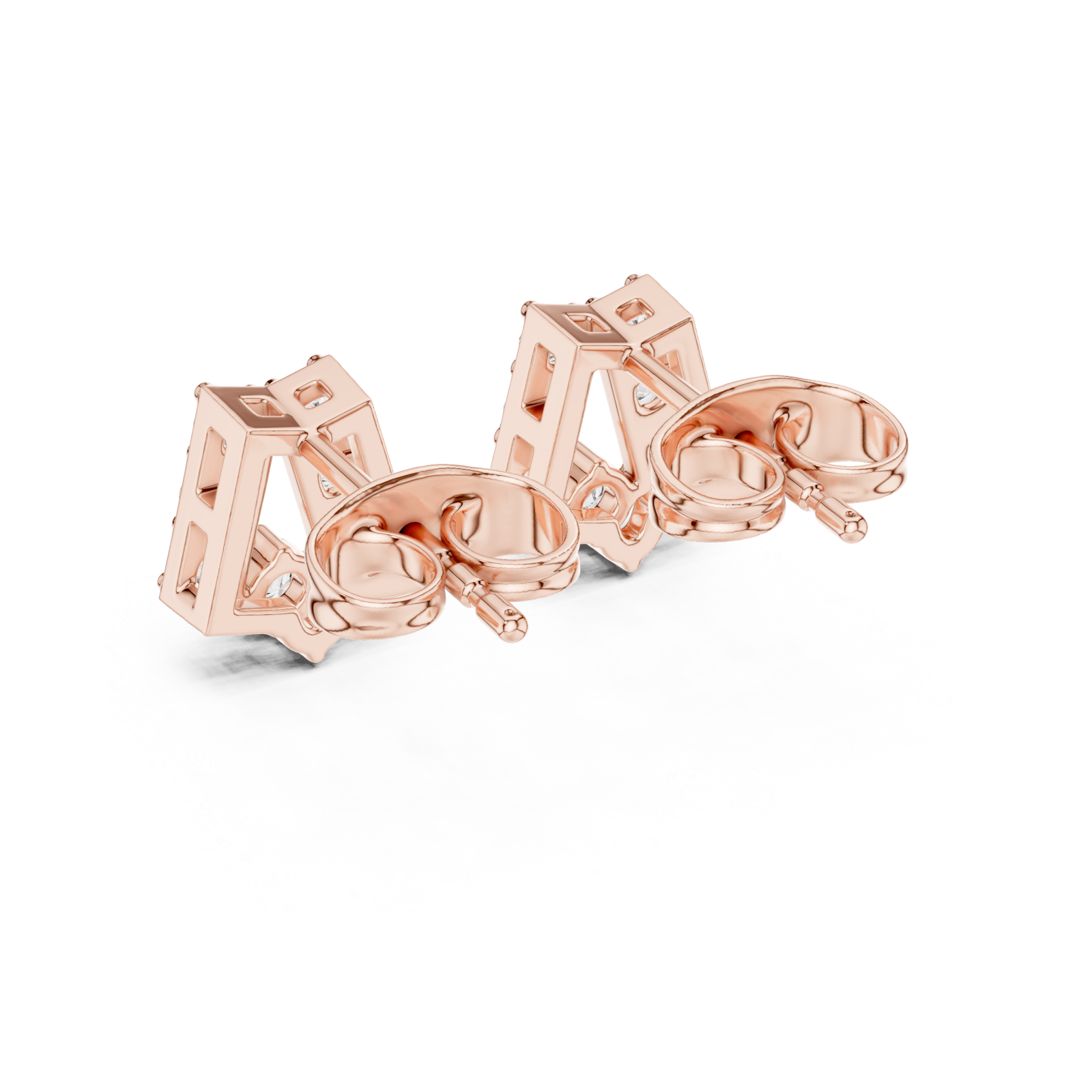  Rose Gold Luminous Bold Signature Letter Studs Side View