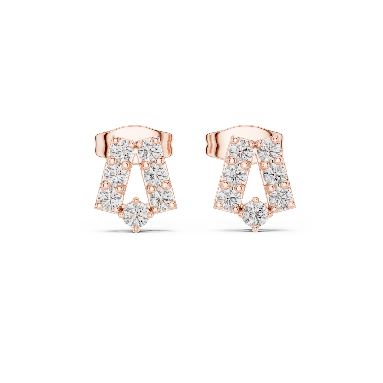  Rose Gold Luminous Bold Signature Letter Studs Front View