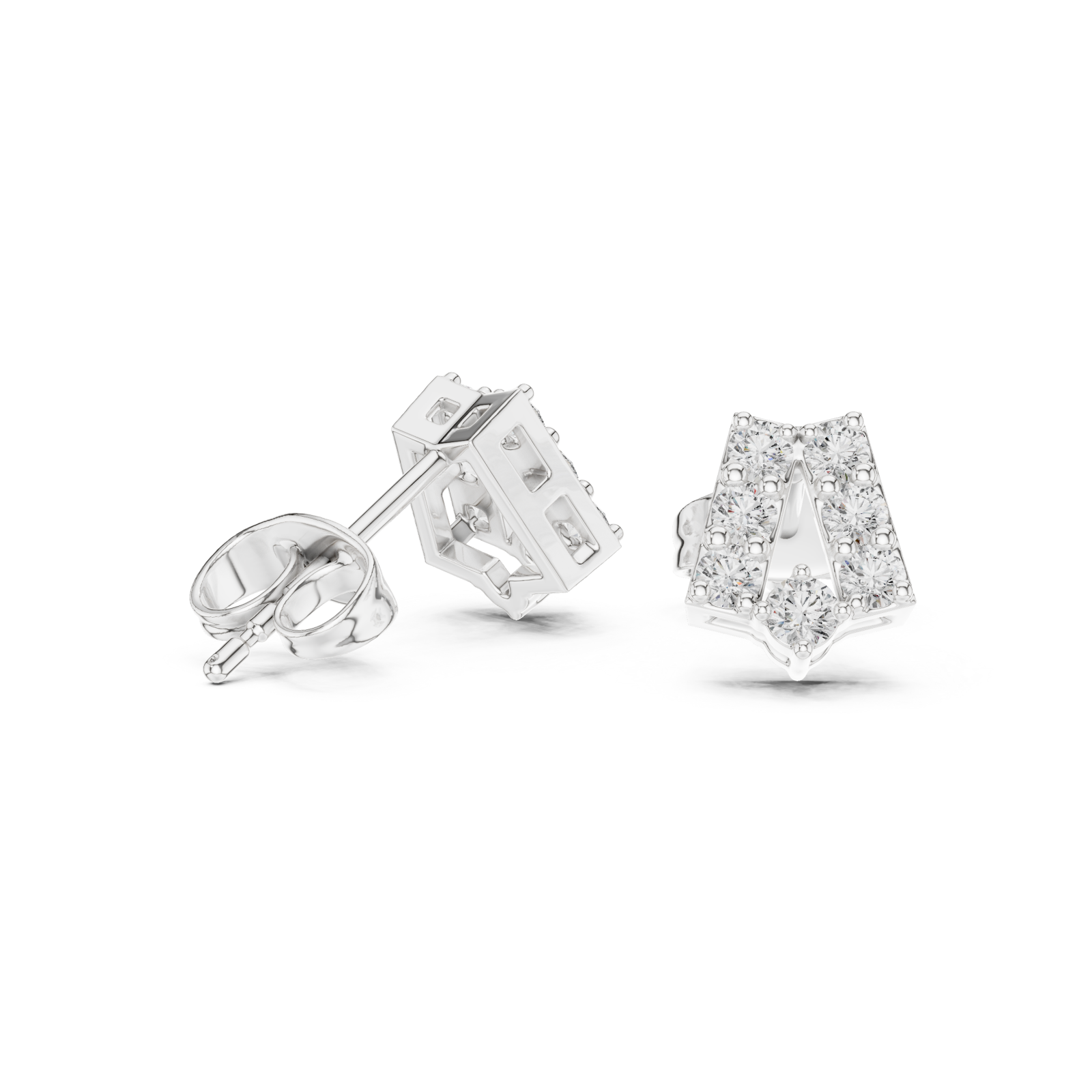  White Gold Luminous Bold Signature Letter Studs Left View