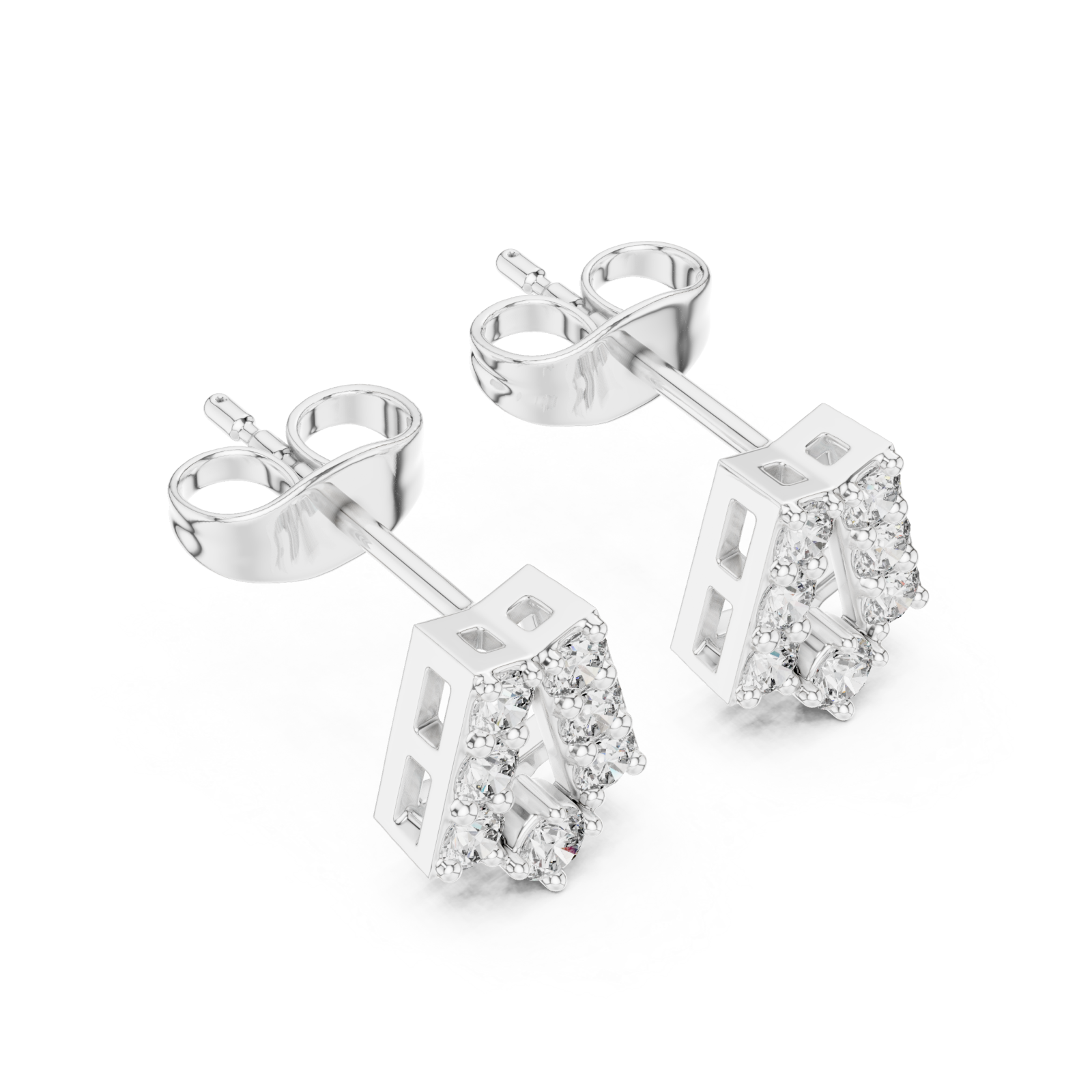  White Gold Luminous Bold Signature Letter Studs Right View