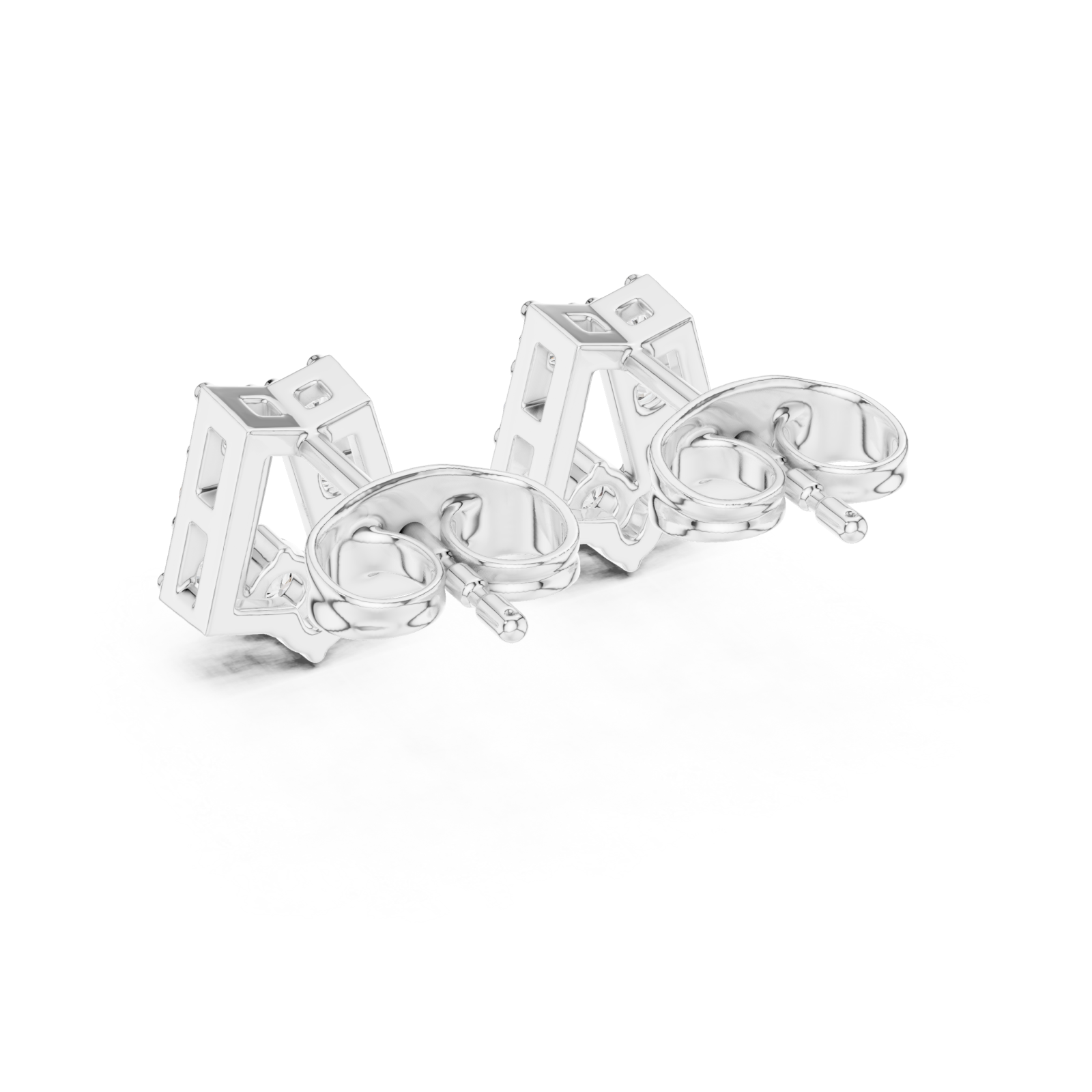  White Gold Luminous Bold Signature Letter Studs Side View