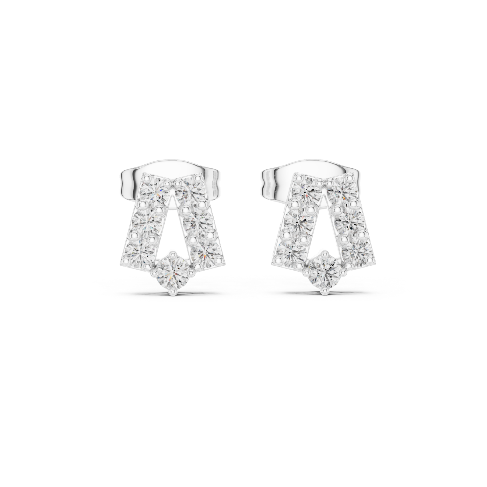  White Gold Luminous Bold Signature Letter Studs Front View