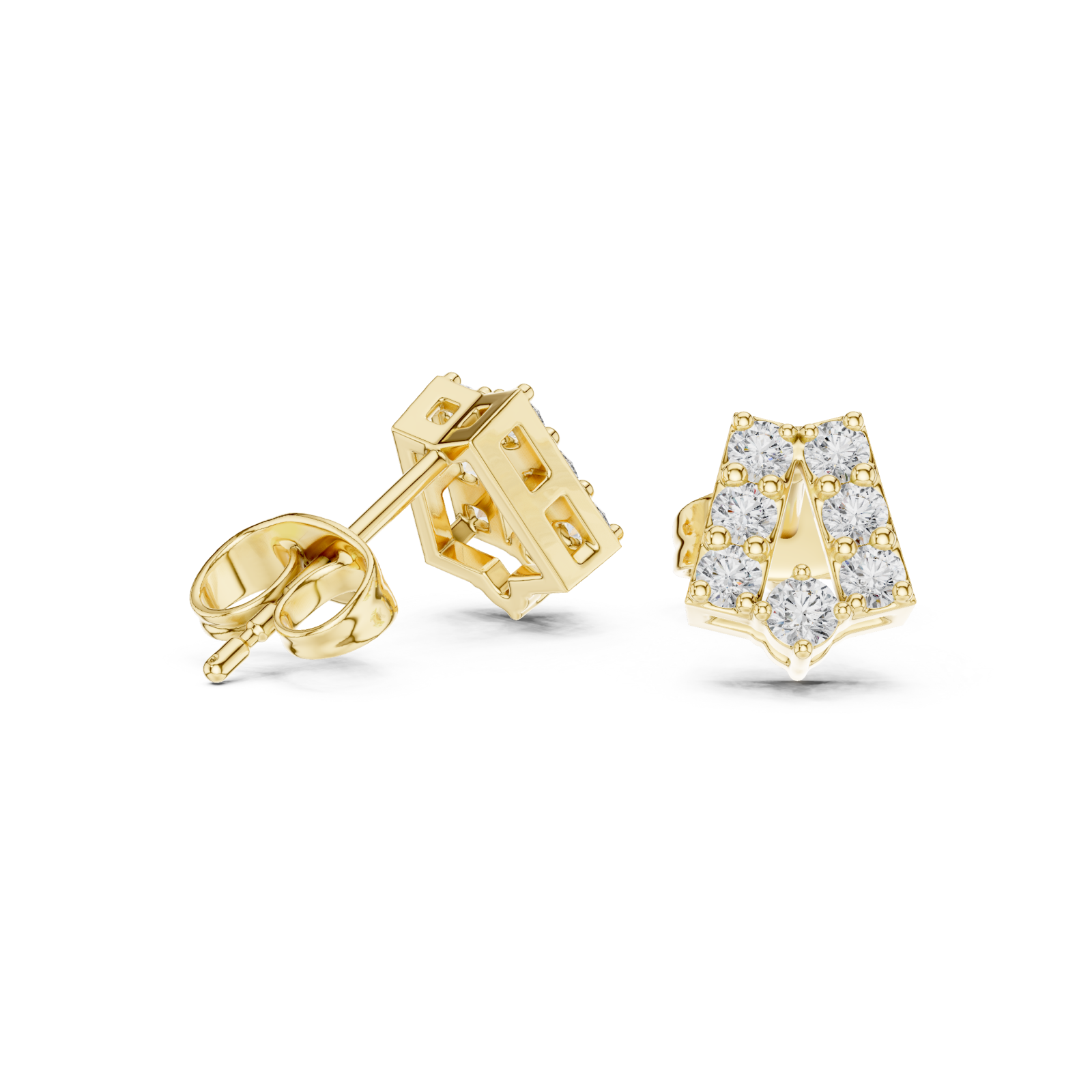  Gold Luminous Bold Signature Letter Studs Left View