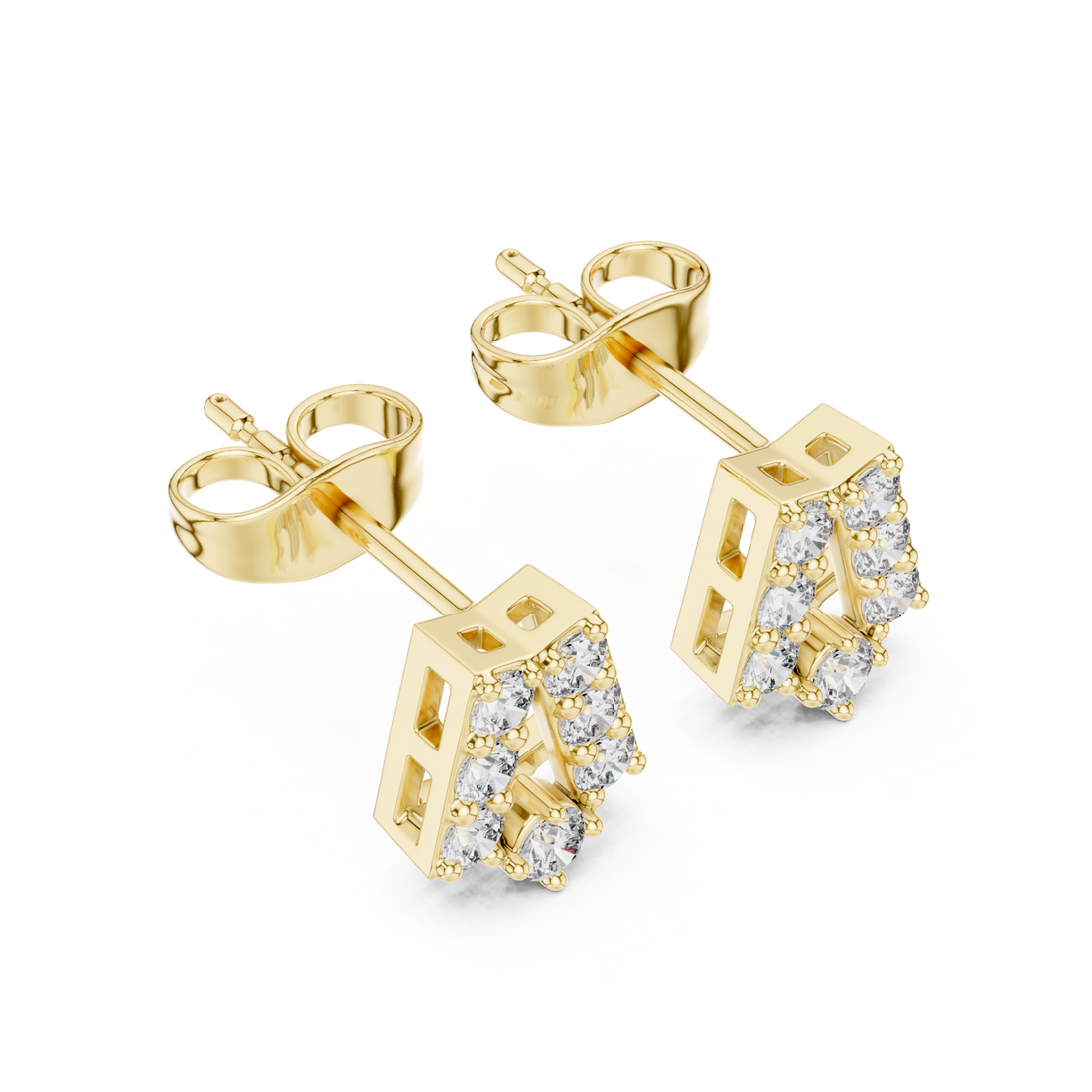 Gold Luminous Bold Signature Letter Studs Right View