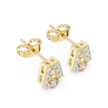 Gold Luminous Bold Signature Letter Studs Right View